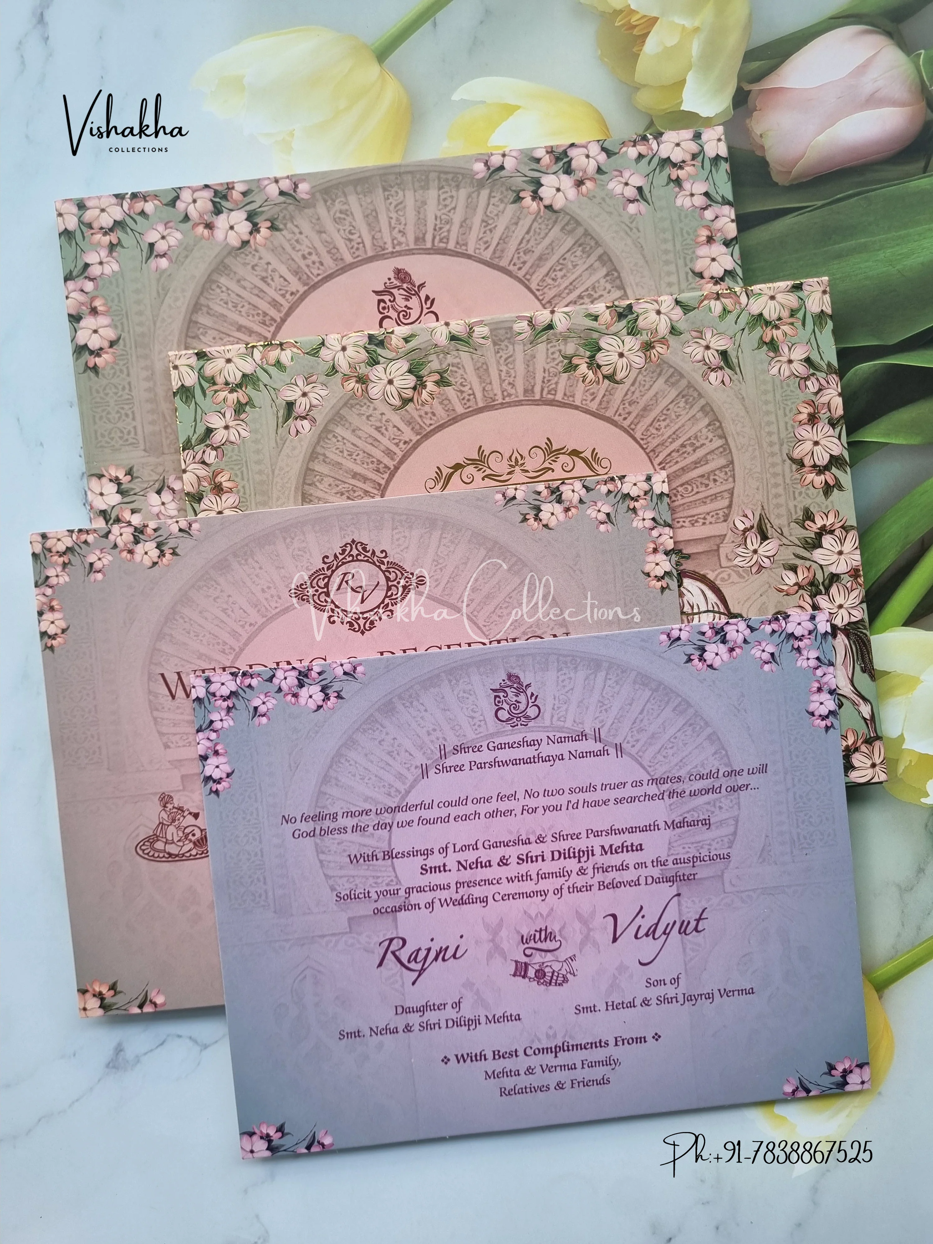 Hindu Sikh Padded invitation Cards VN-740 - Image 3
