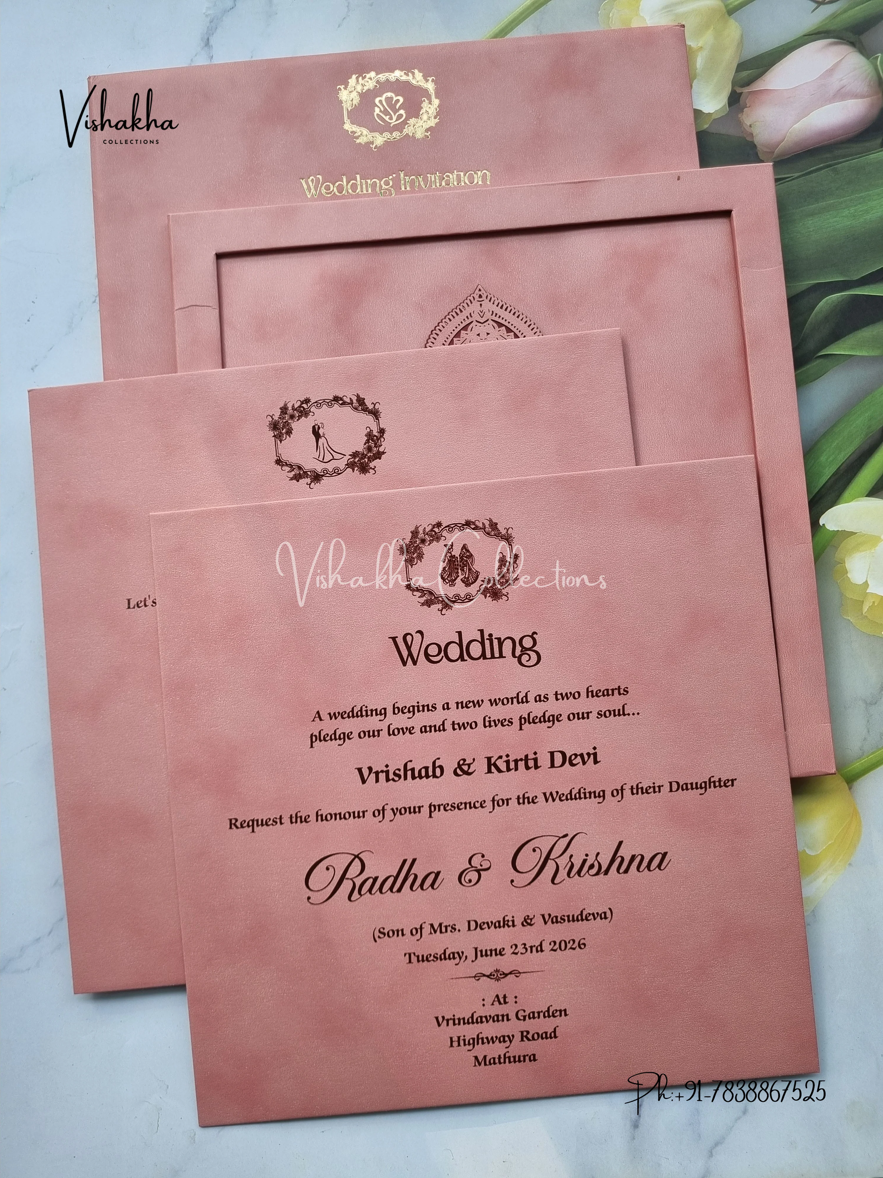 Mandala Hindu Padded MDF Board Laser Cut Colored invitation Cards SN-154 - Image 3