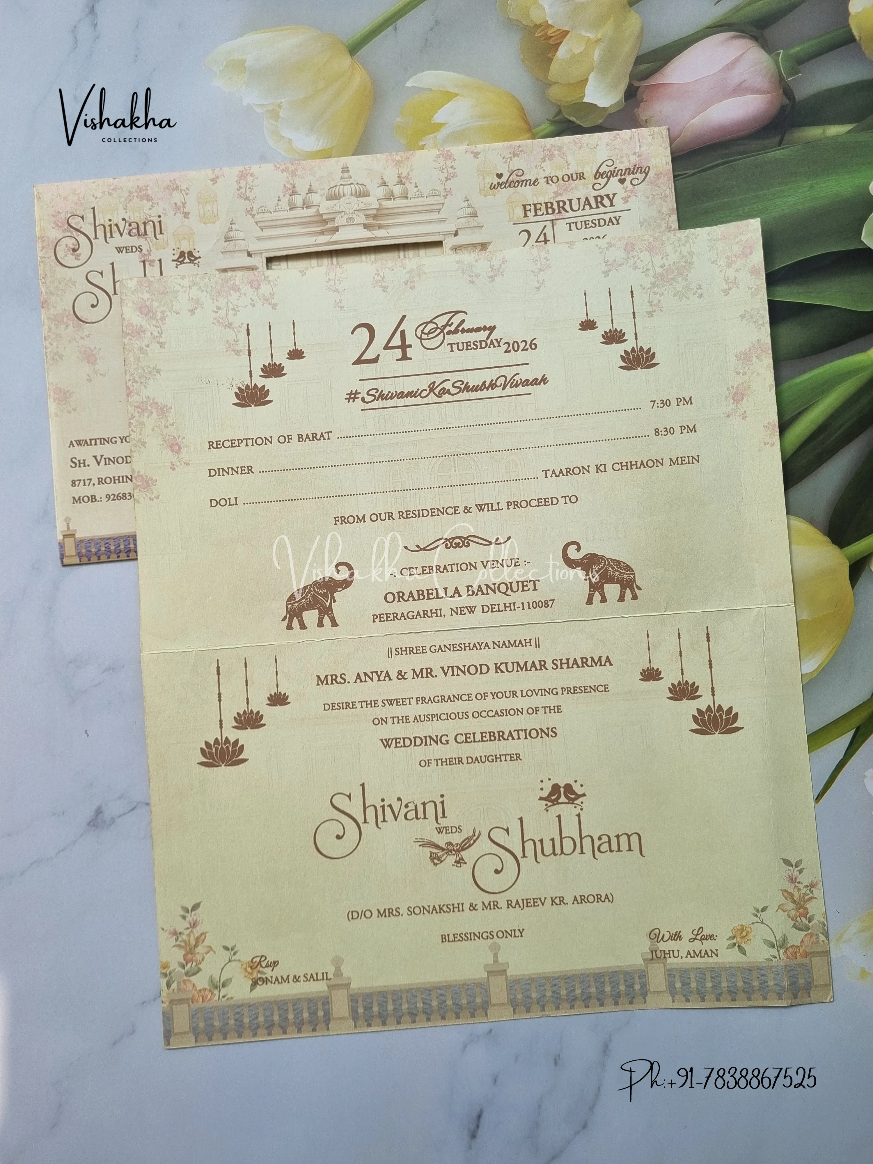 Peacock Dulah Dulhan Hindu Sikh invitation Cards ATS-9250 - Image 3
