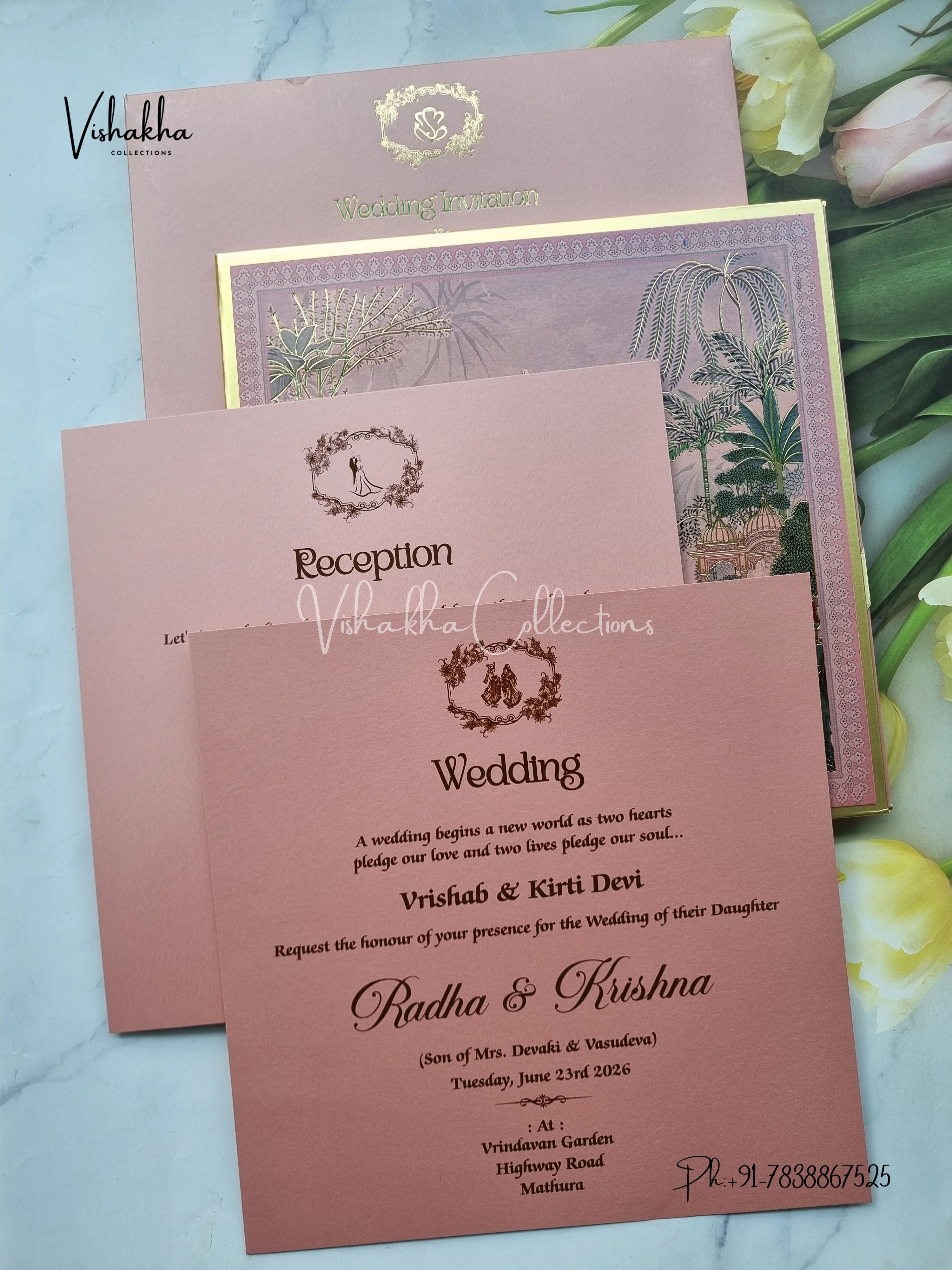 Peacock Hindu Sikh Padded MDF Board Laser Cut Colored invitation Cards SN-147 - Image 3