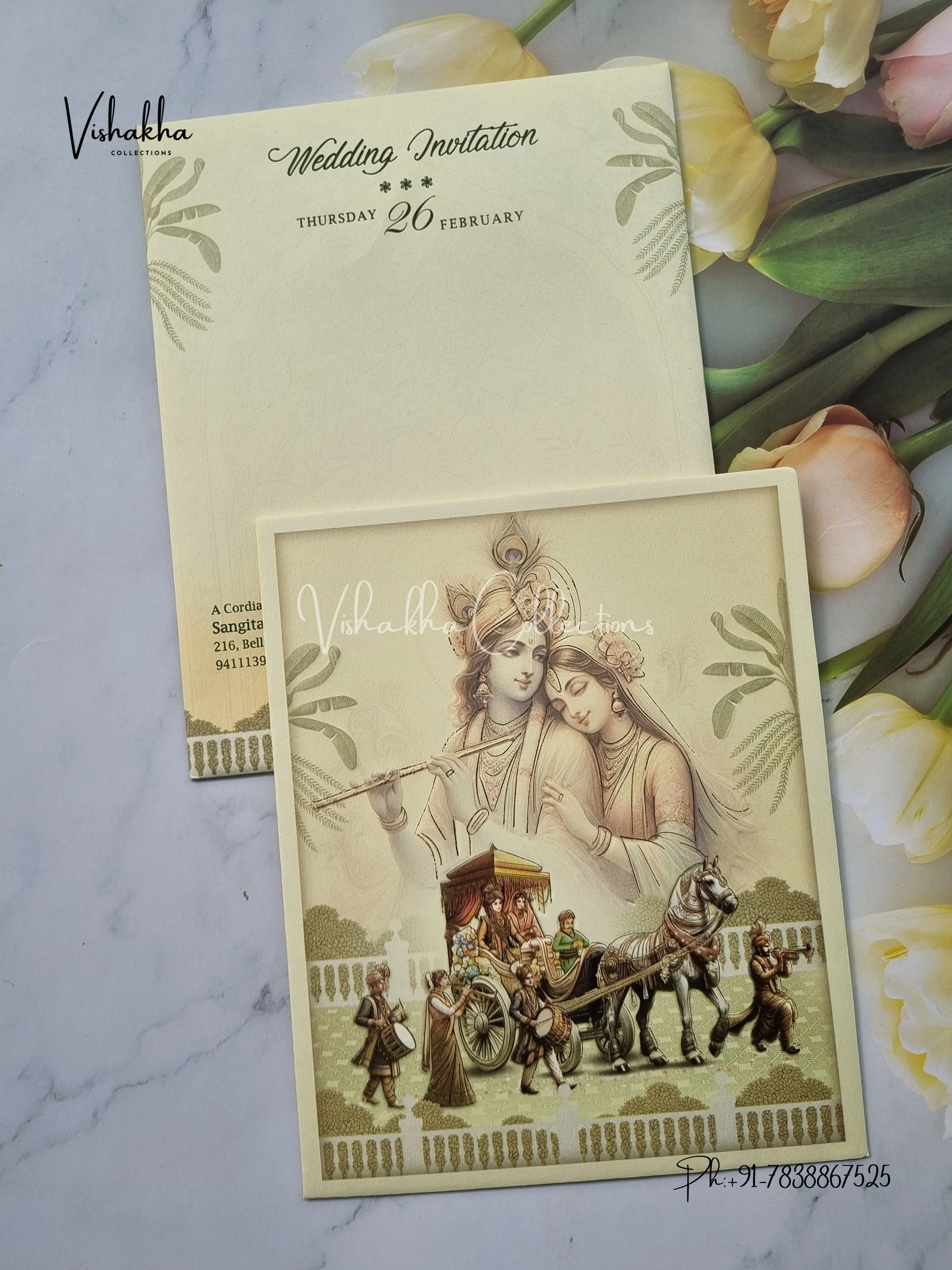 Radha Krishna Barat Hindu invitation Cards EJ-5180