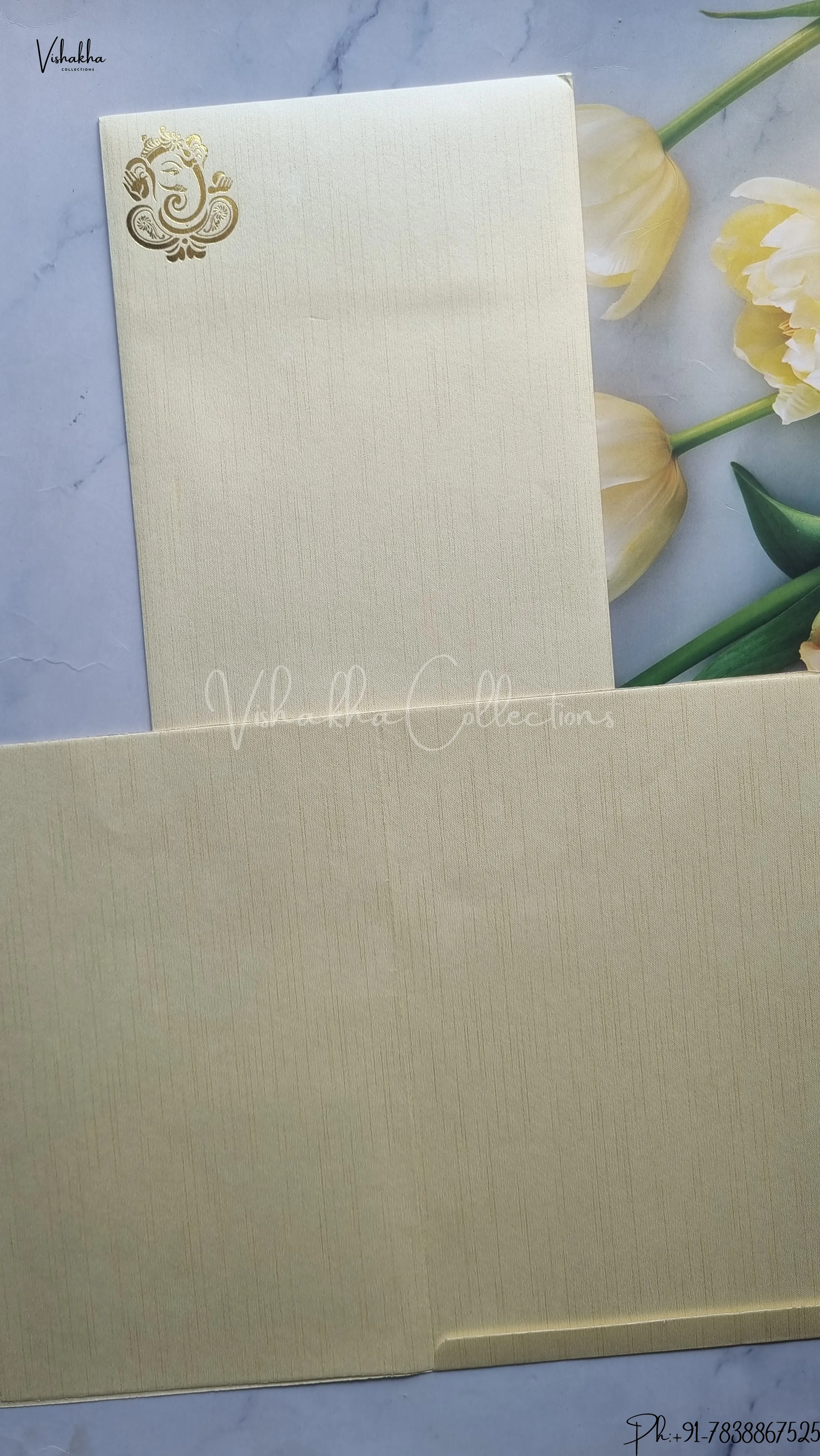 Radha Krishna Ganesh Ji Hindu wedding invitation Cards SCH-322 - Image 2