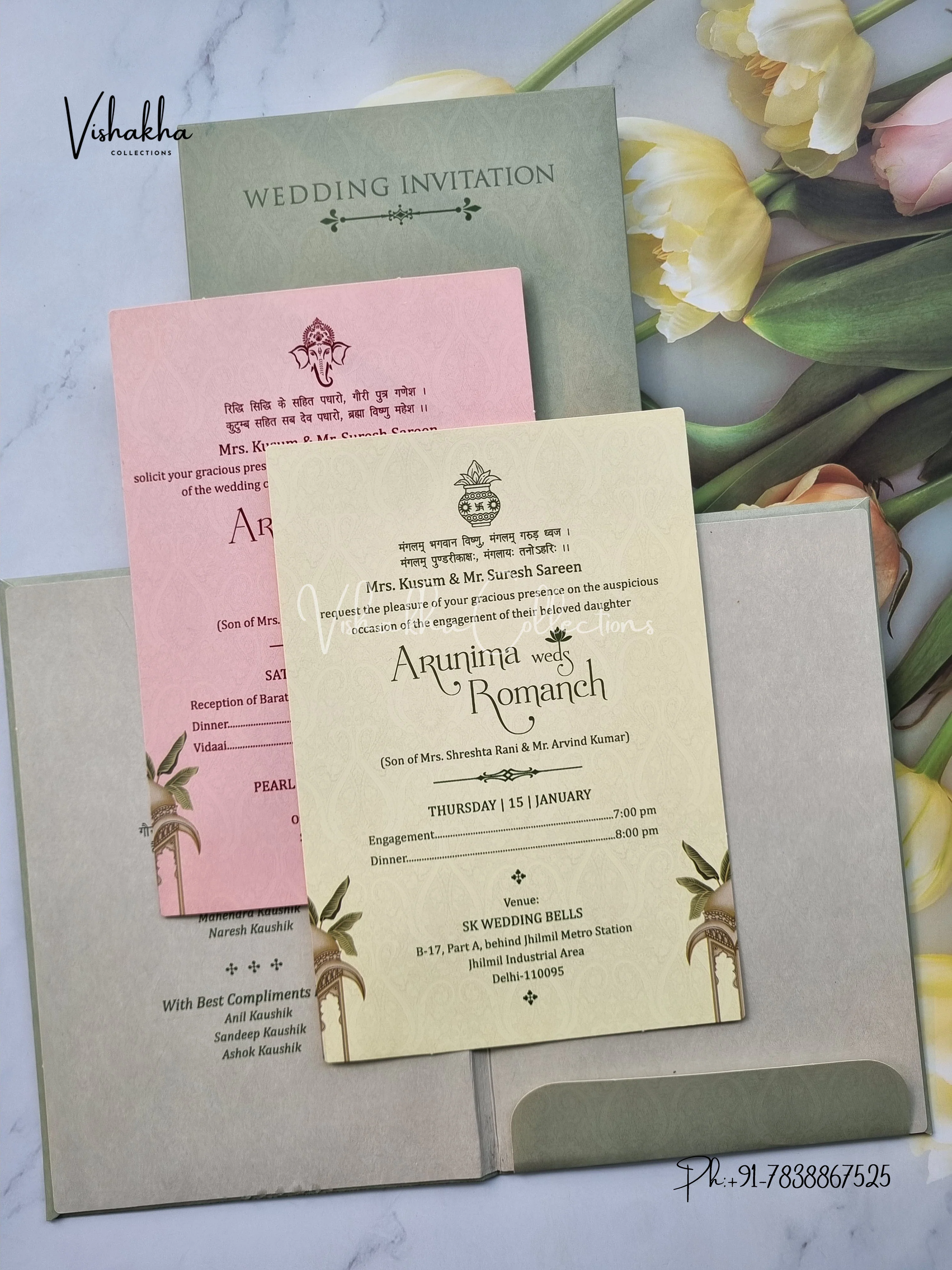 Radha Krishna Semi Box Hindu Padded invitation Cards EJ-5033 - Image 3
