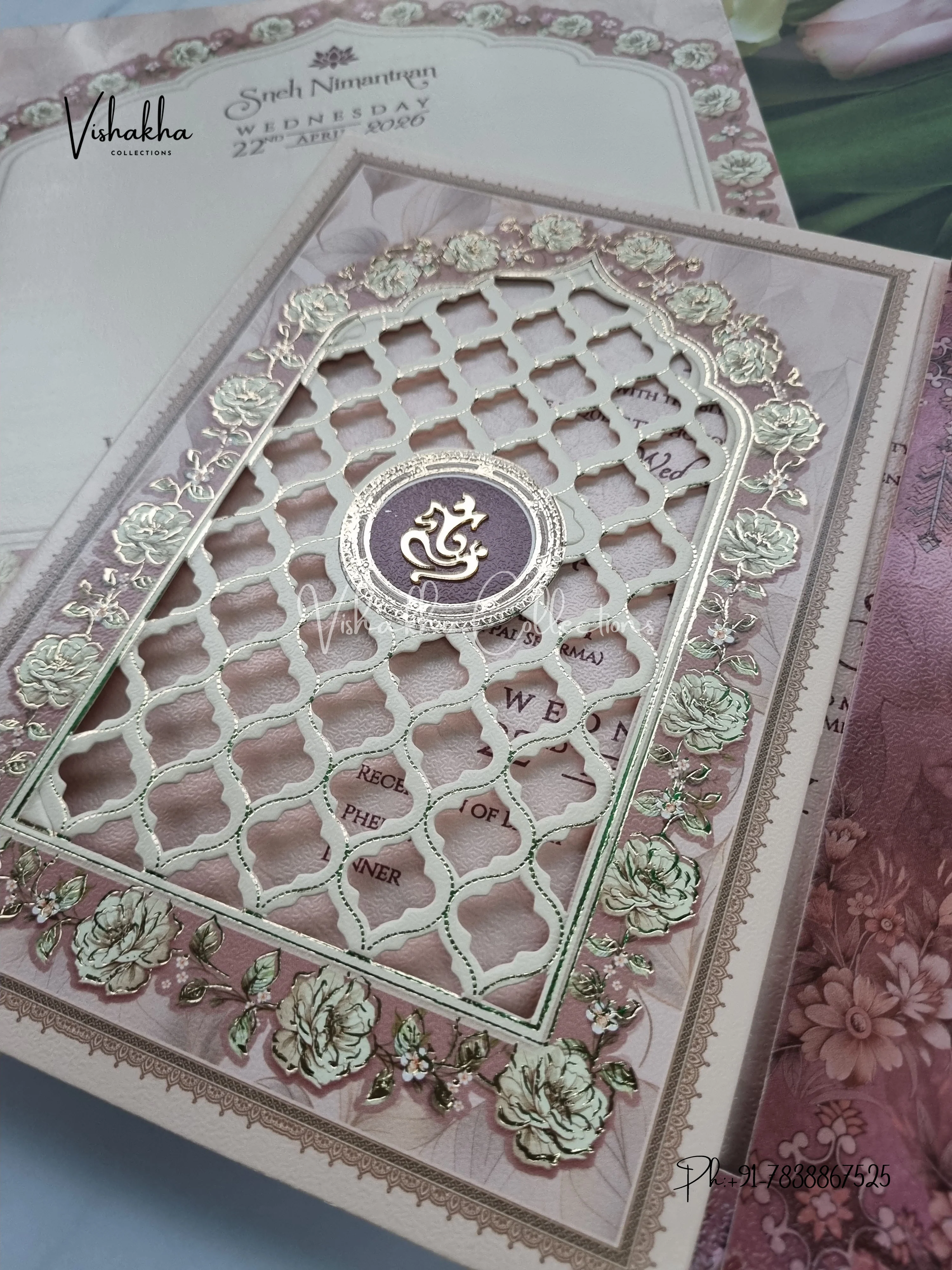 Semi Box Double Door Hindu Muslim Christian Sikh invitation Cards CR-7082 - Image 2