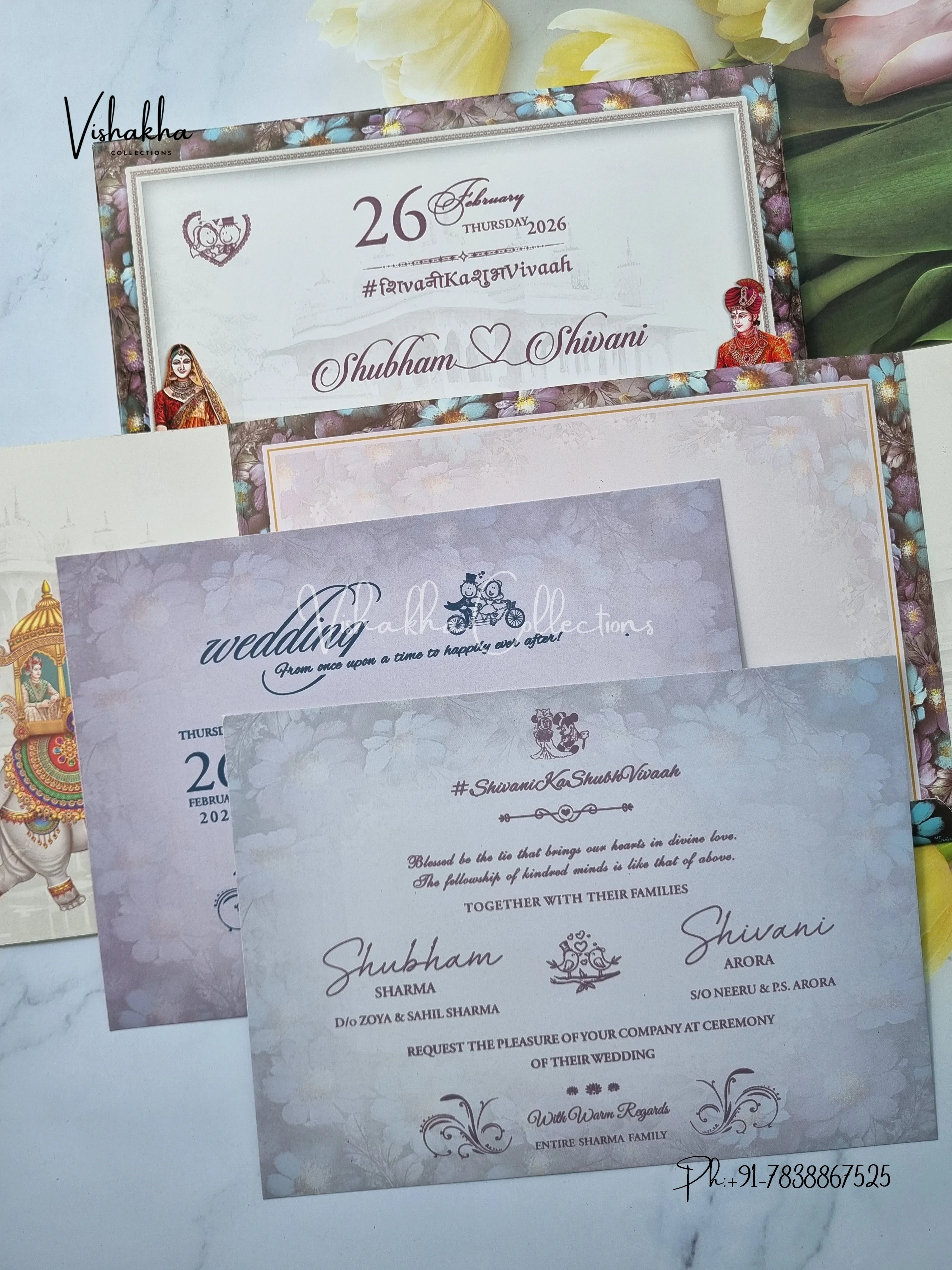 Semi Box Dulah Dulhan Double Door Hindu Sikh invitation Cards ATS-5272 - Image 3