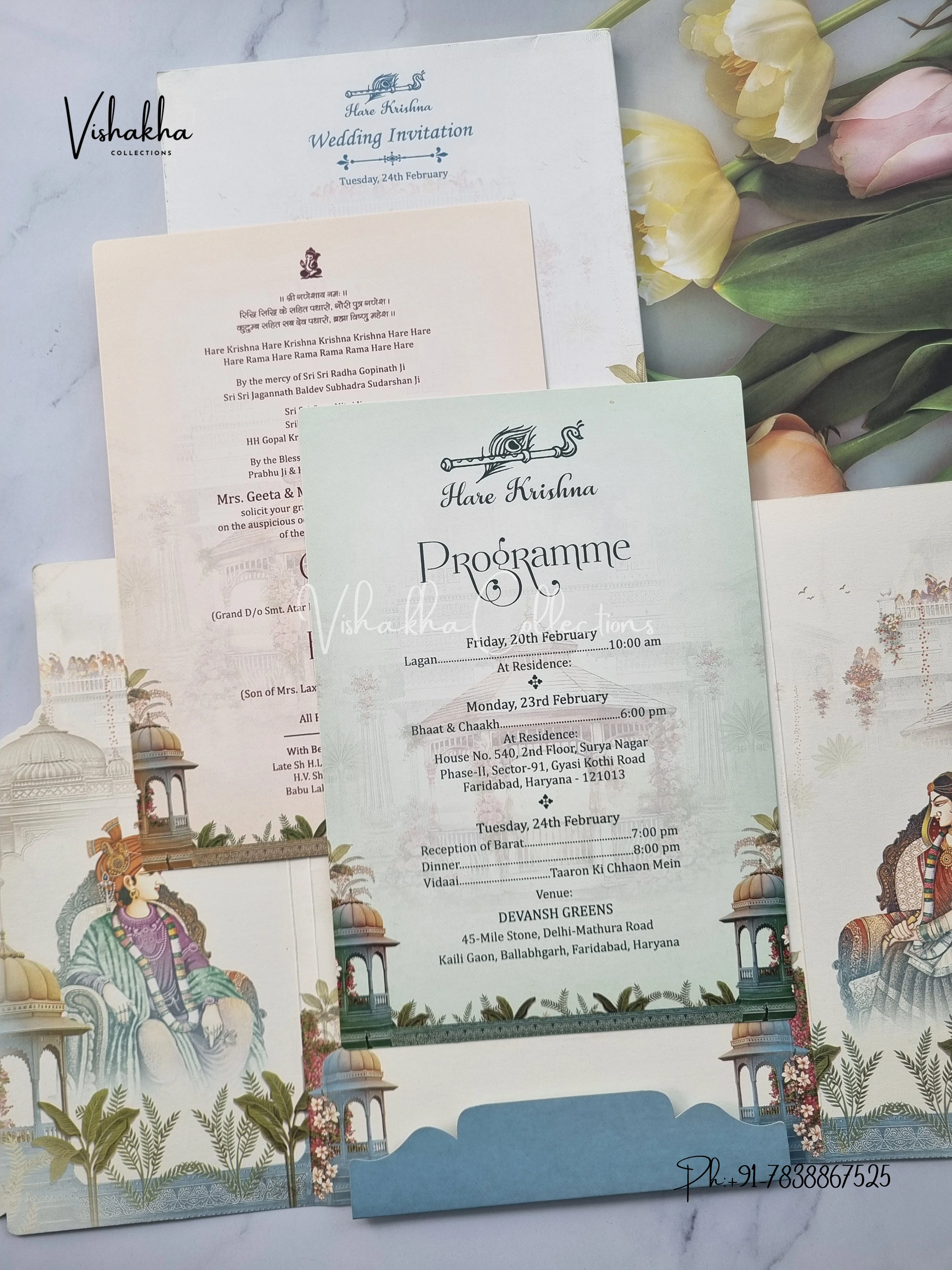 Semi Box Dulah Dulhan Double Door Hindu Sikh invitation Cards EJ-5127 - Image 3