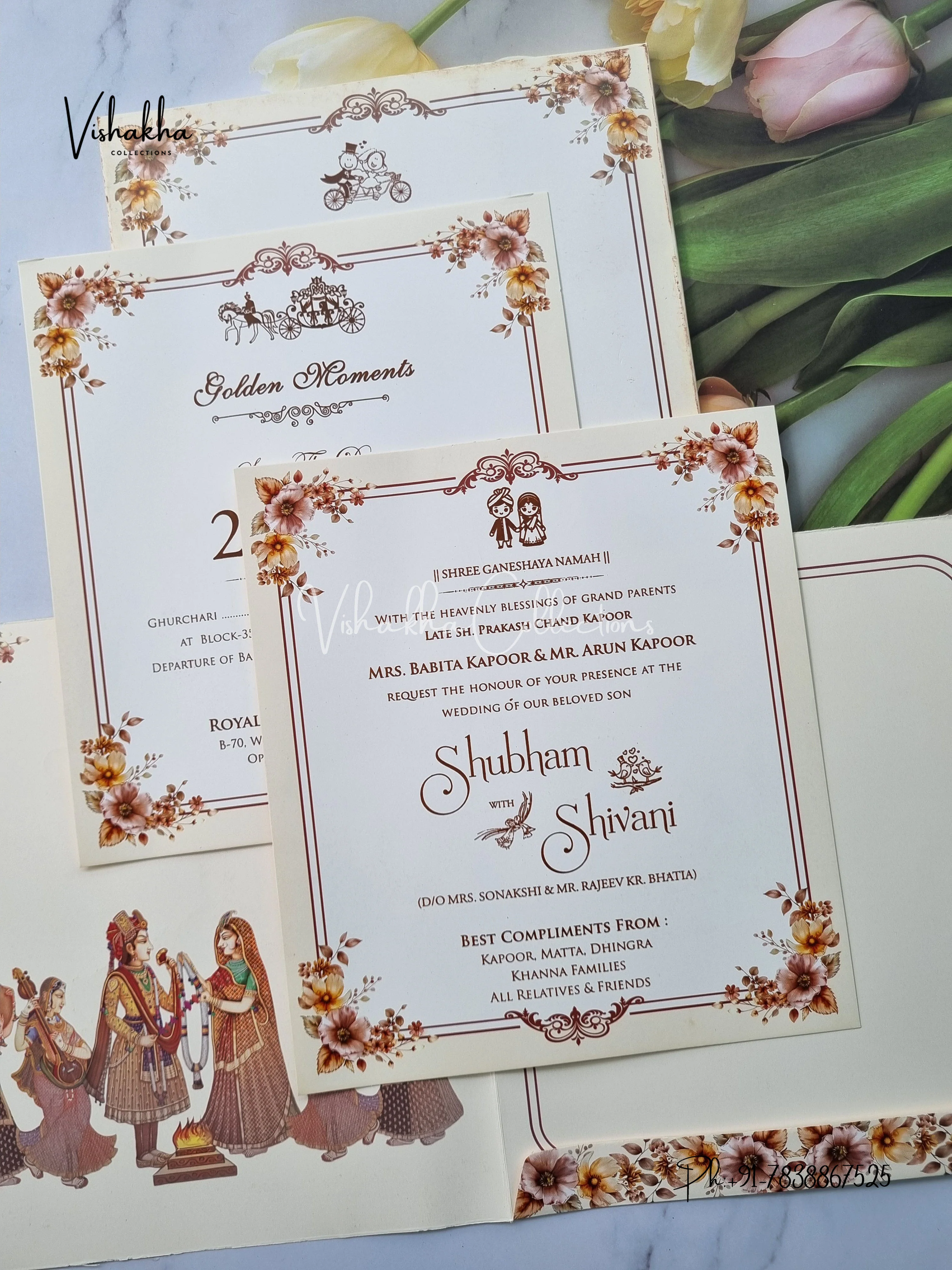 Semi Box Dulah Dulhan Hindu Sikh invitation Cards ATS-5222 - Image 3