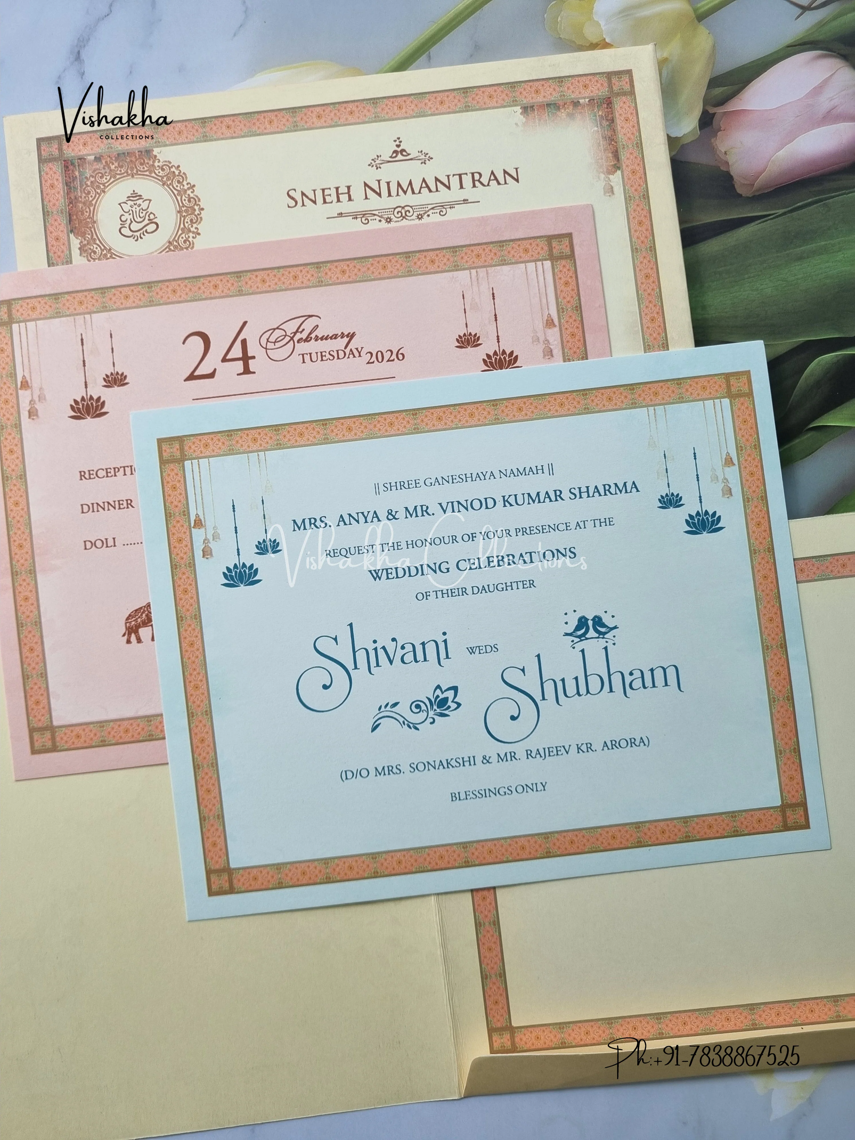 Semi Box Dulah Dulhan Hindu Sikh invitation Cards ATS-5256 - Image 3