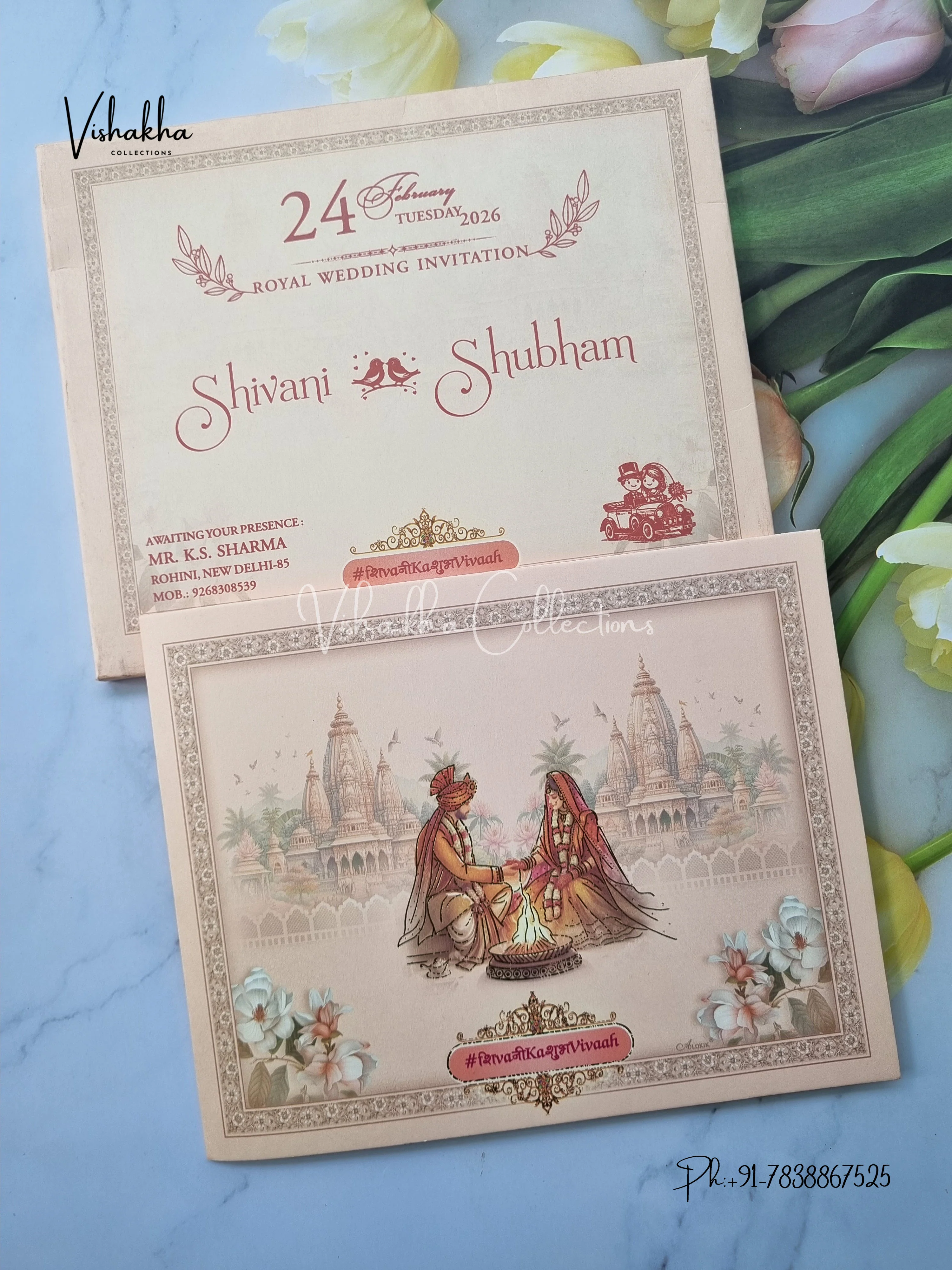 Semi Box Dulah Dulhan Hindu Sikh invitation Cards ATS-5257