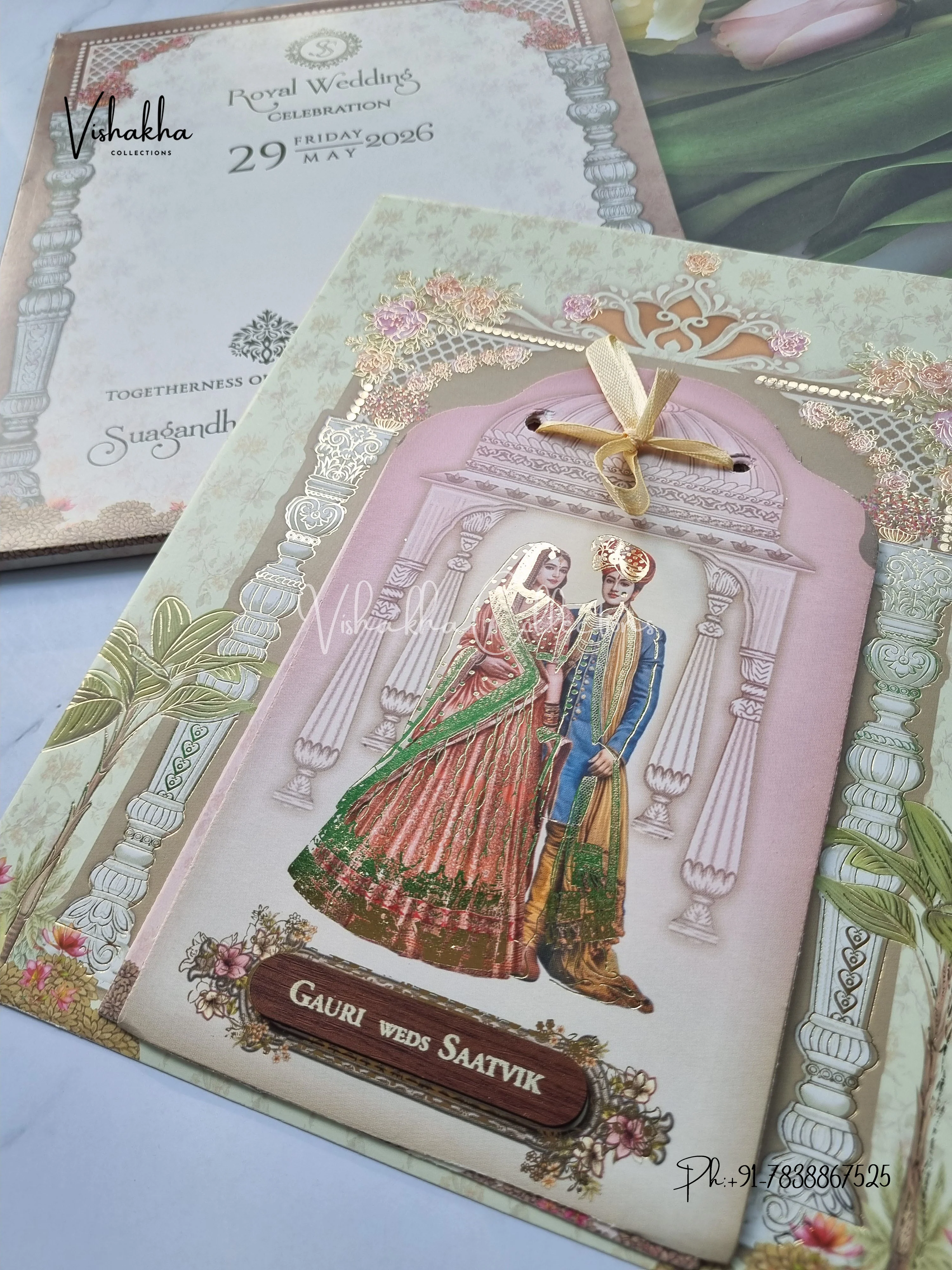 Semi Box Dulah Dulhan Hindu Sikh invitation Cards CR-5065 - Image 2