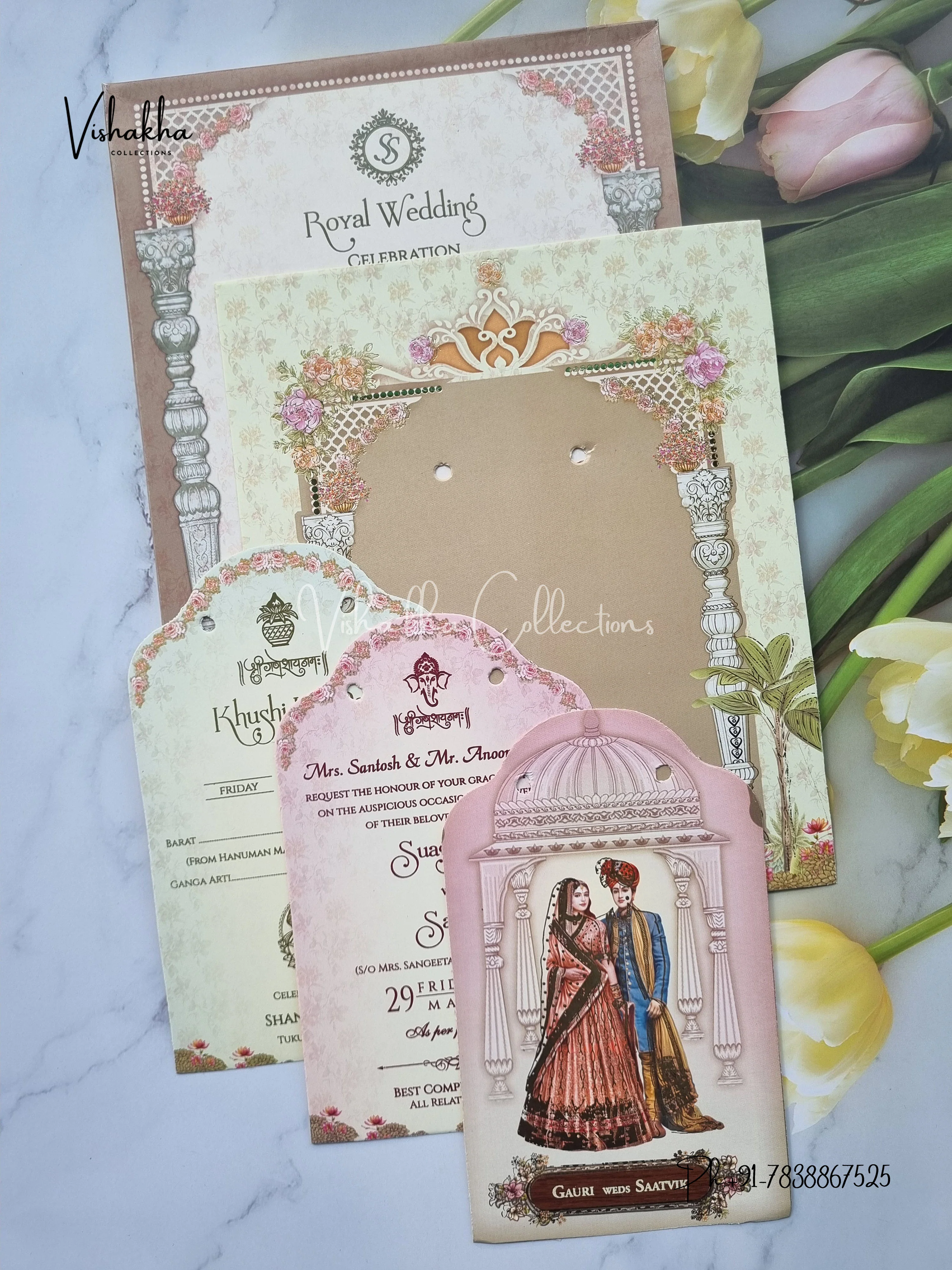 Semi Box Dulah Dulhan Hindu Sikh invitation Cards CR-5065 - Image 3