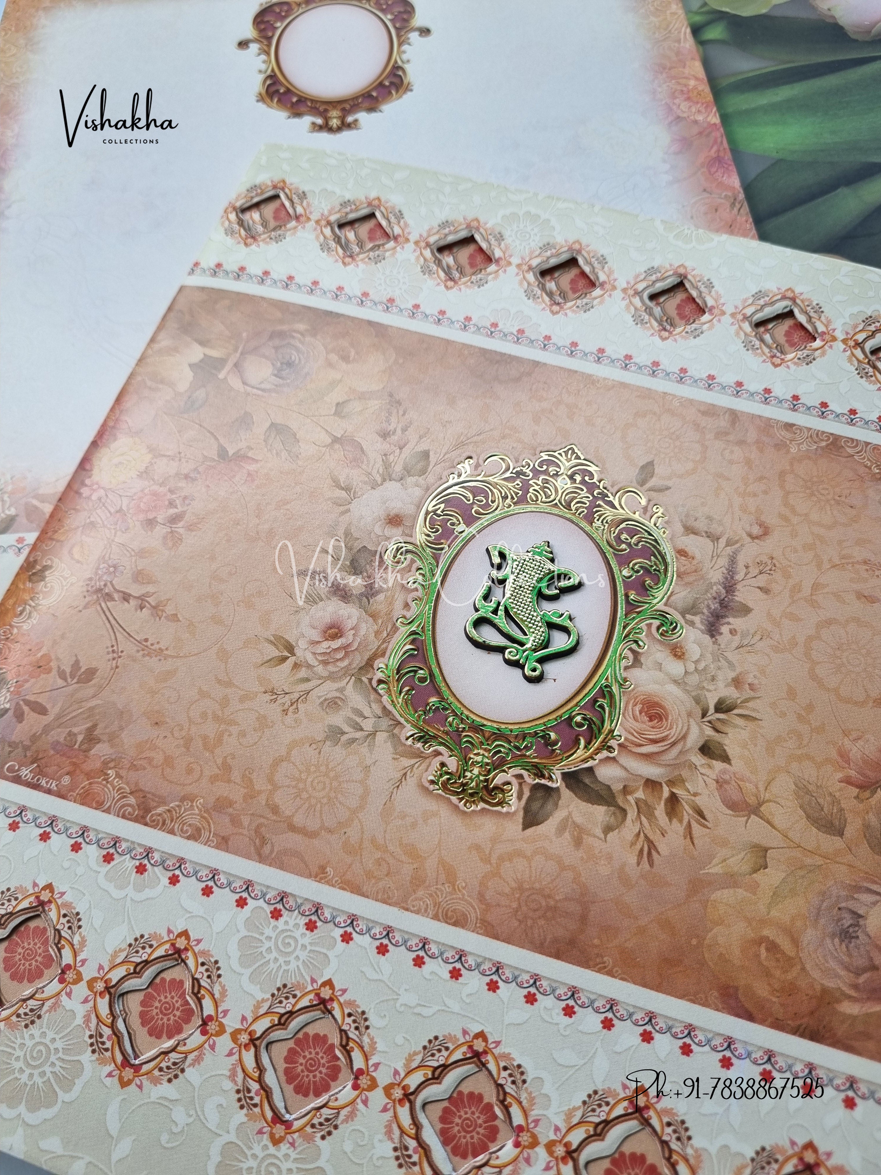 Semi Box Flower Hindu Muslim Christian Sikh invitation Cards ATS-5206 - Image 2