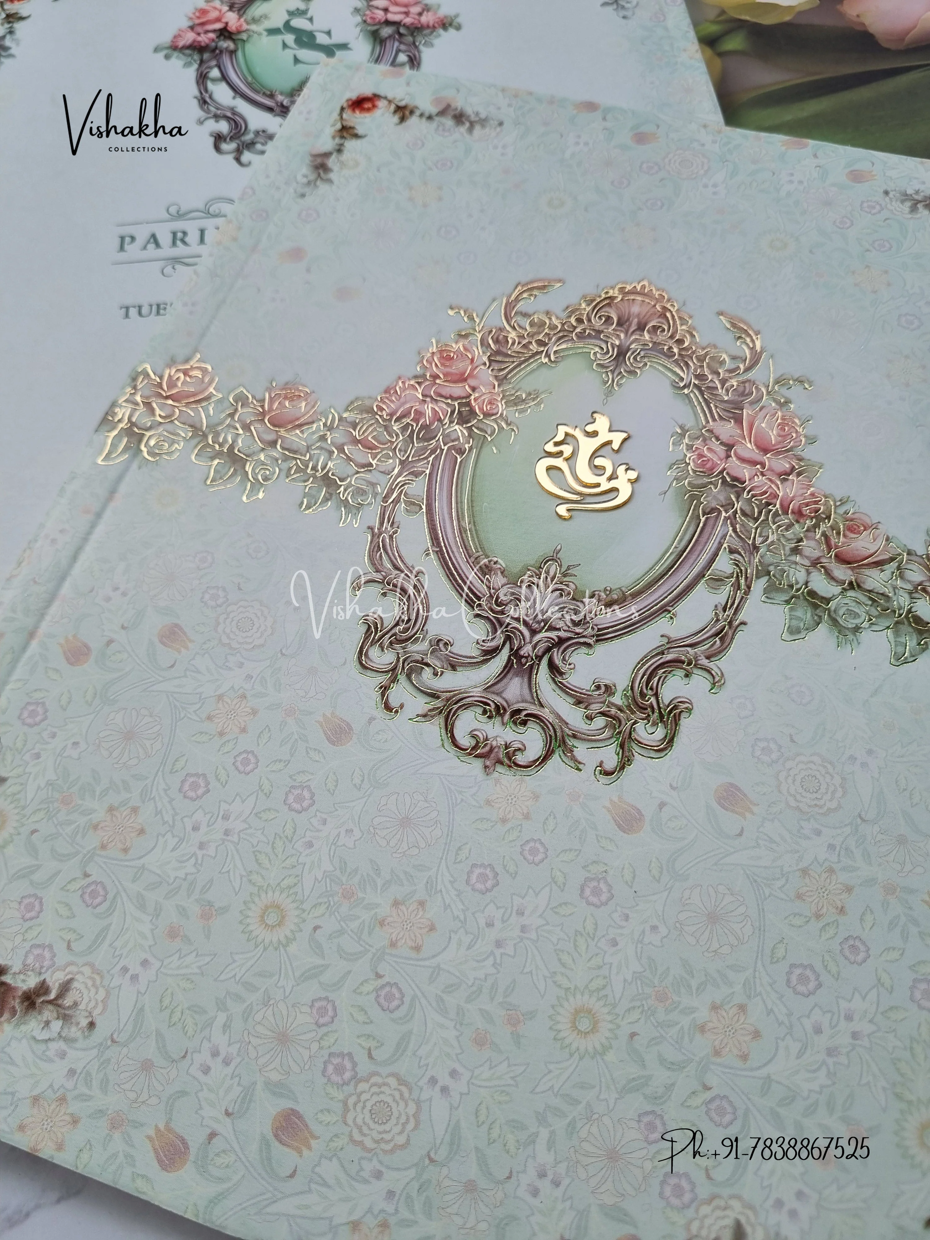 Semi Box Flower Hindu Muslim Christian Sikh invitation Cards ATS-5229 - Image 2