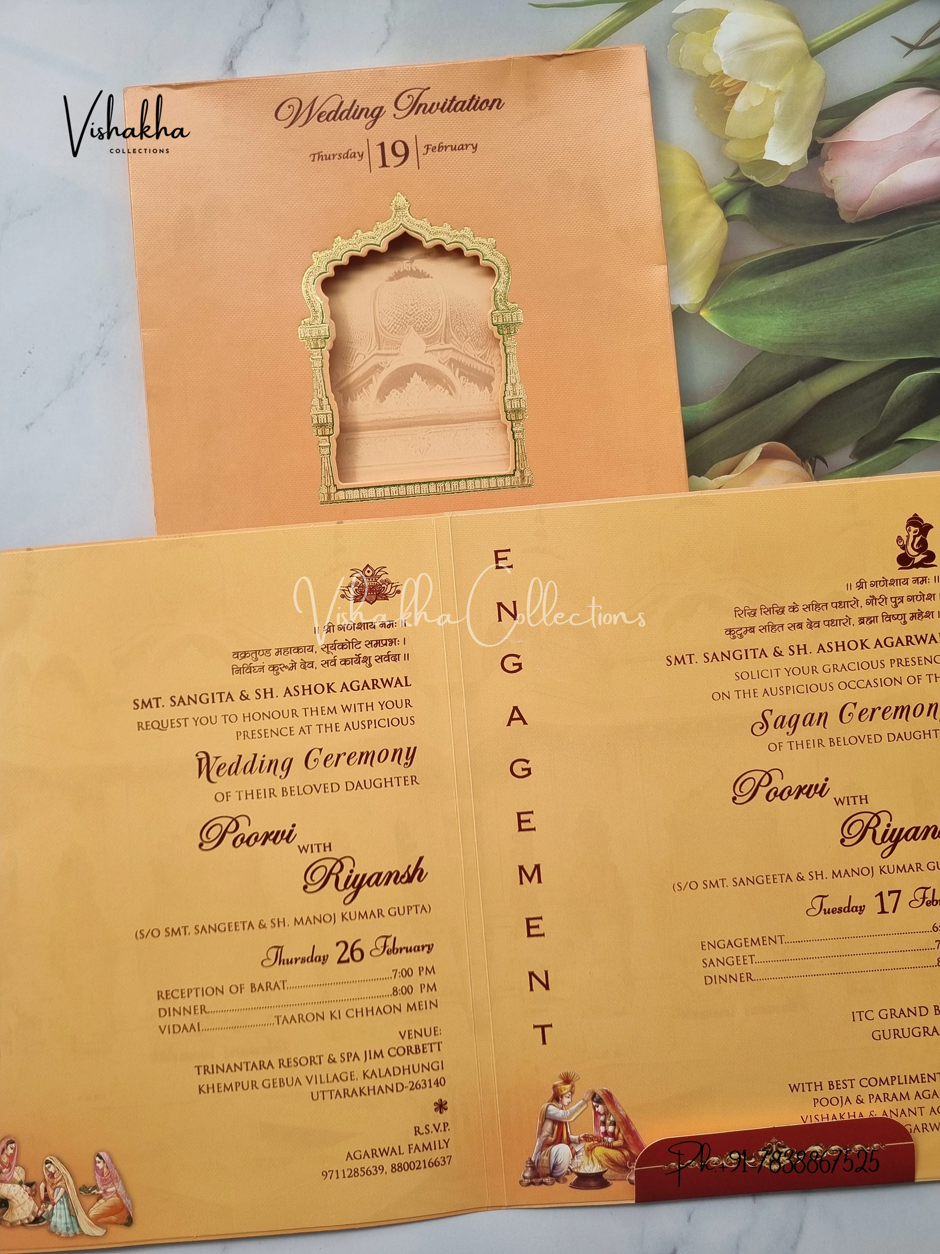 Semi Box Ganesh Ji Hindu invitation Cards EJ-5125 - Image 3