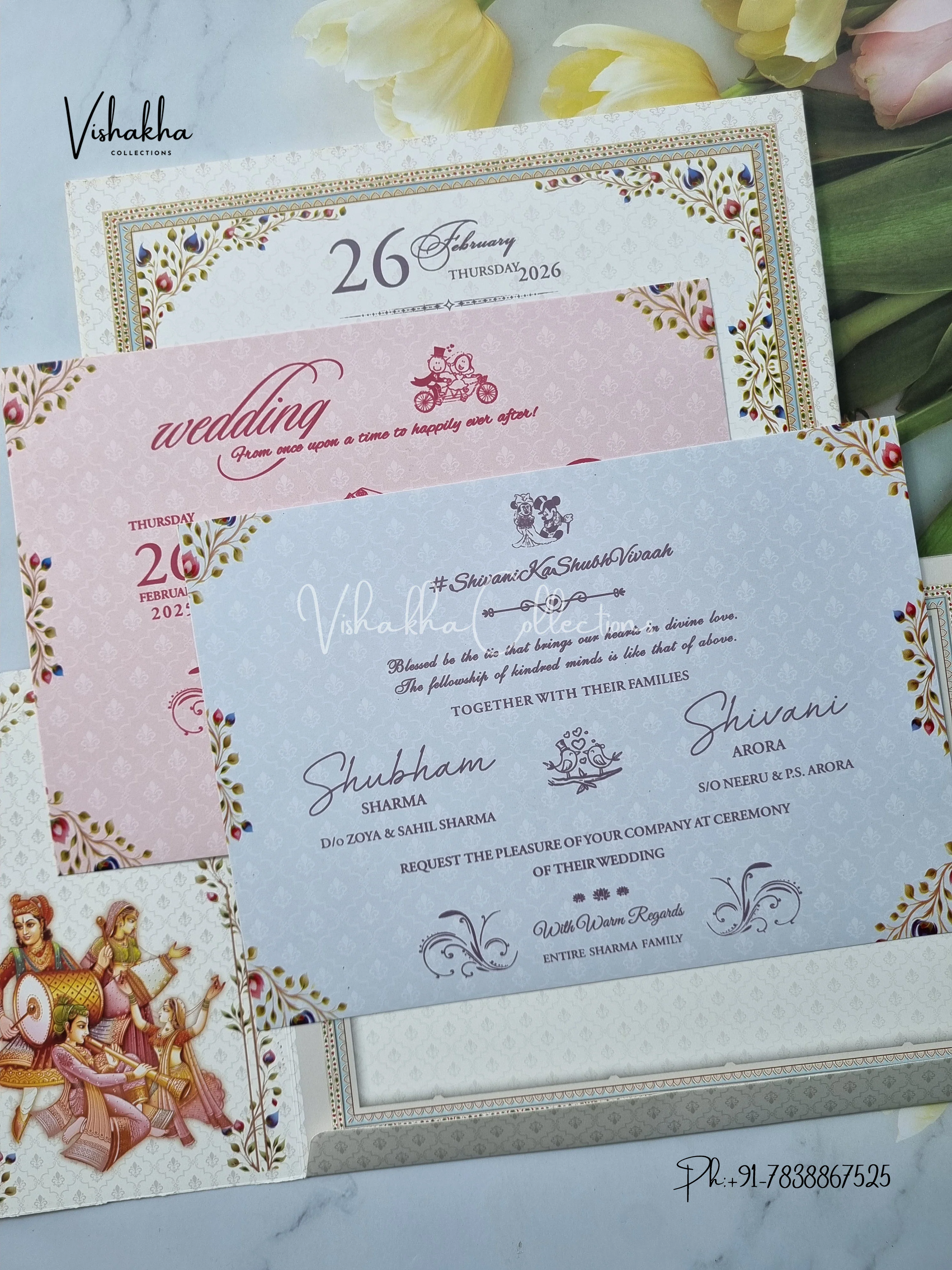 Semi Box Hathi Dulah Dulhan Hindu Sikh invitation Cards ATS-5273 - Image 3