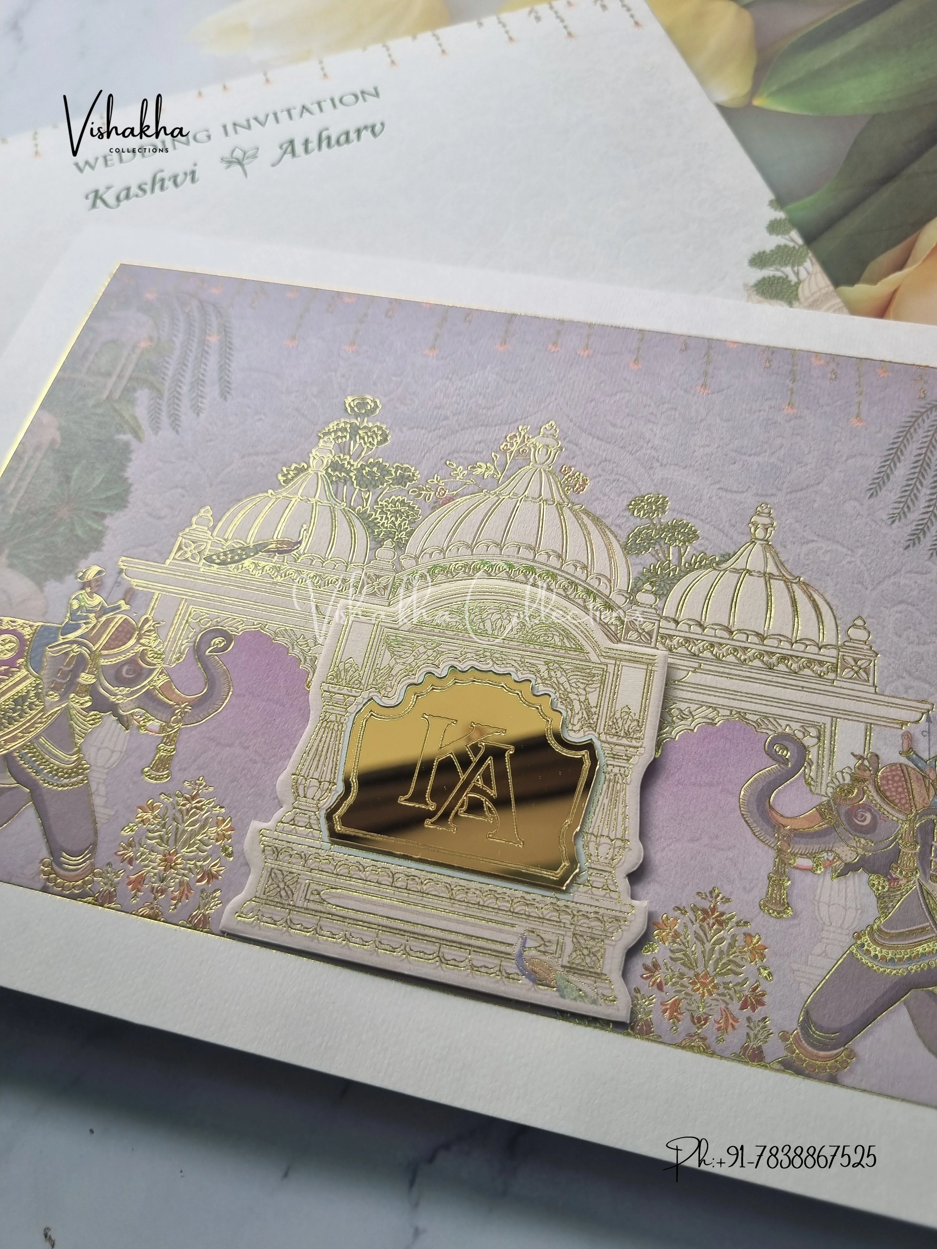 Semi Box Hathi Hindu Sikh invitation Cards EJ-5170 - Image 2