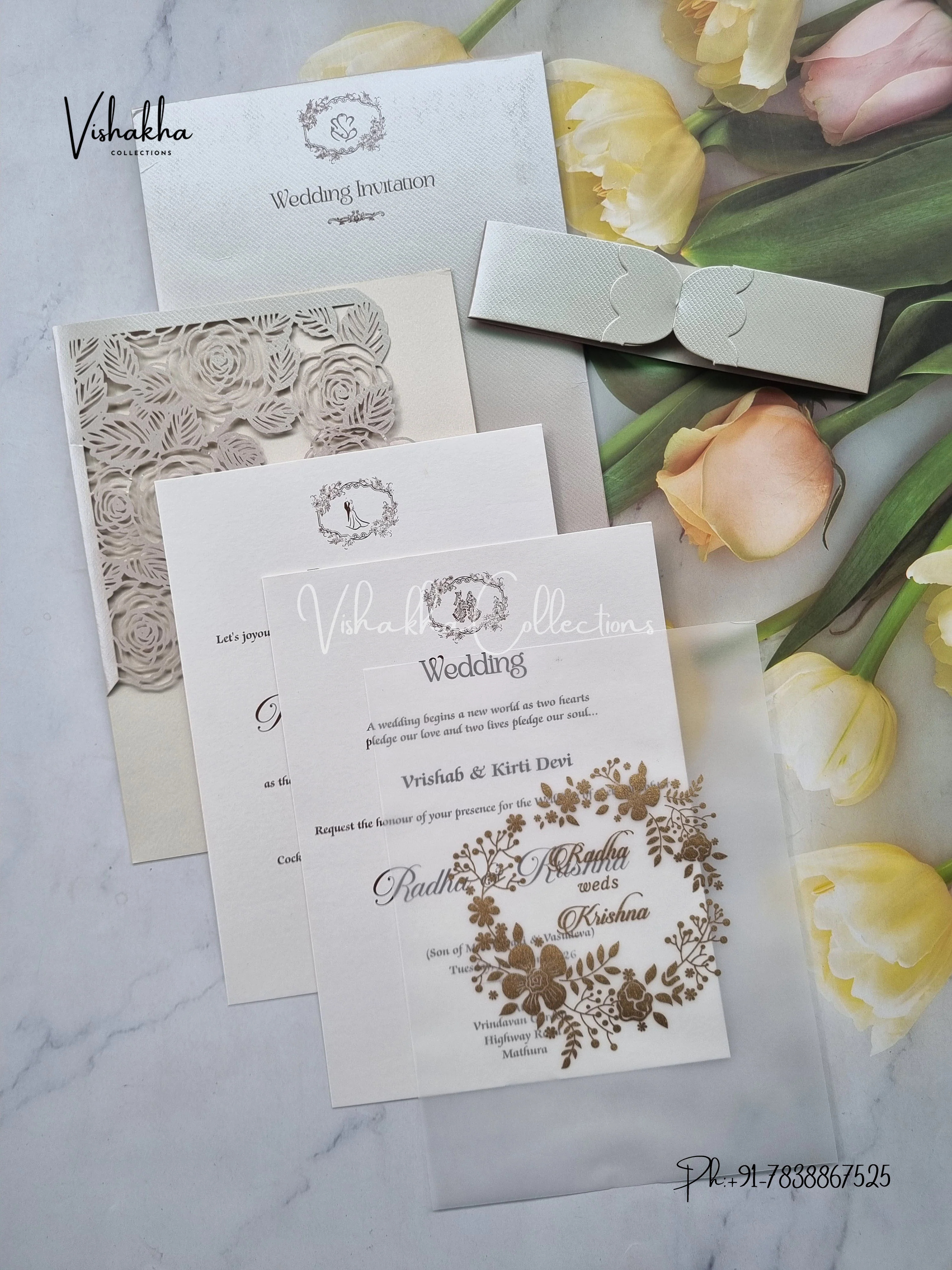 Semi Box Hindu Muslim Christian Jain Sikh Laser Cut Colored invitation Cards SN-97 - Image 3