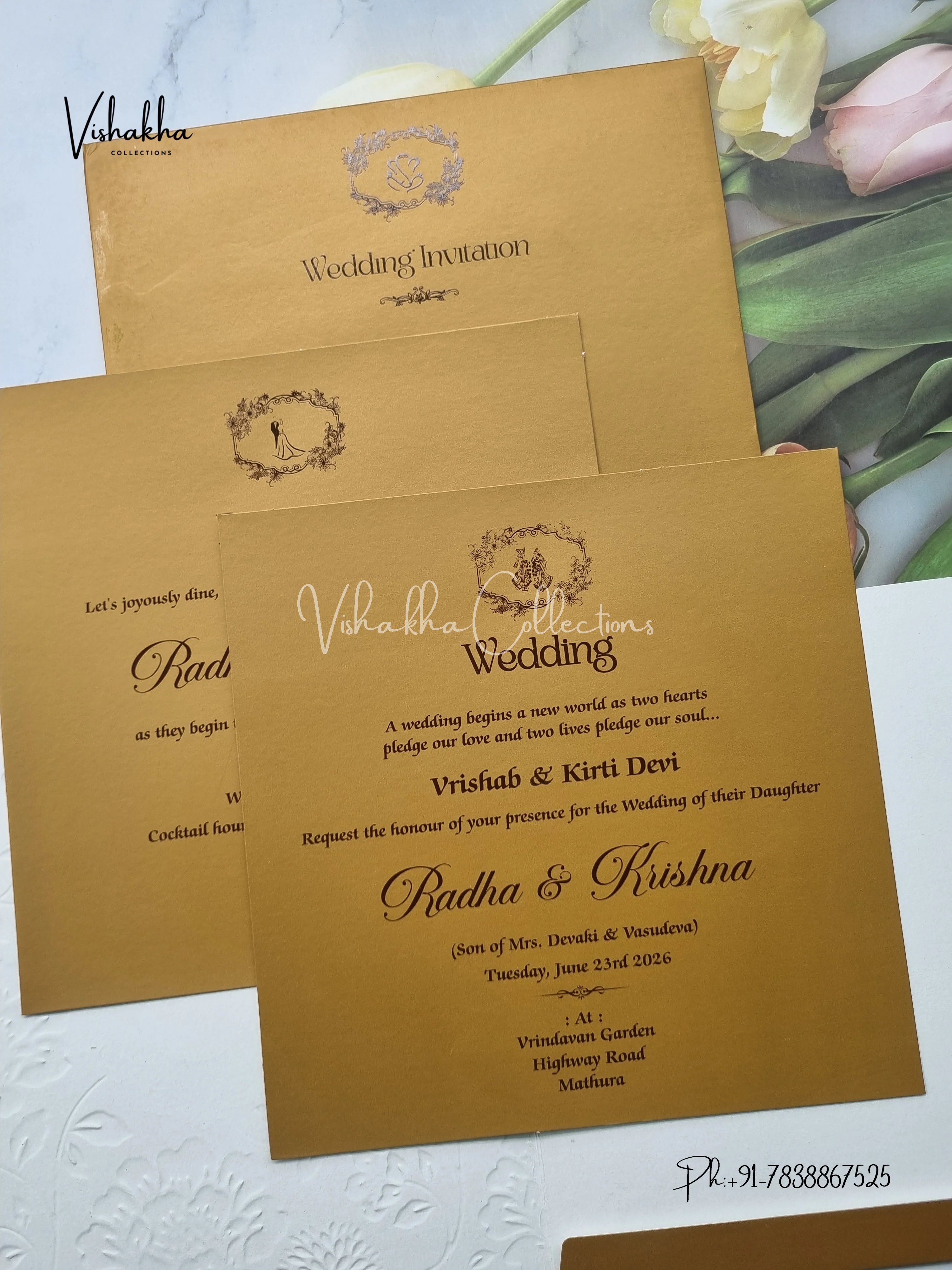 Semi Box Hindu Muslim Christian Sikh Colored invitation Cards SN-27 - Image 3