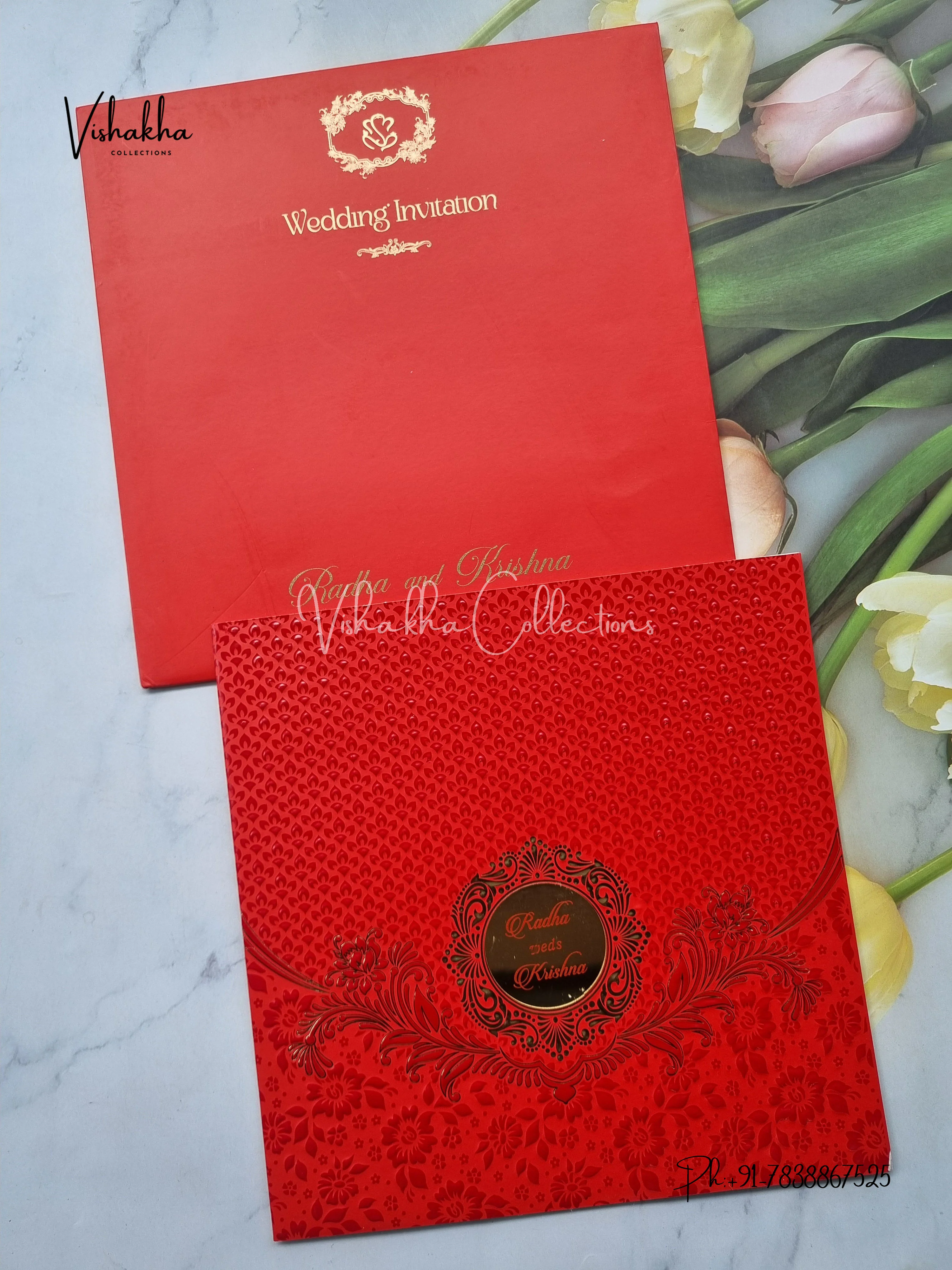 Semi Box Hindu Muslim Christian Sikh Colored invitation Cards SN-29