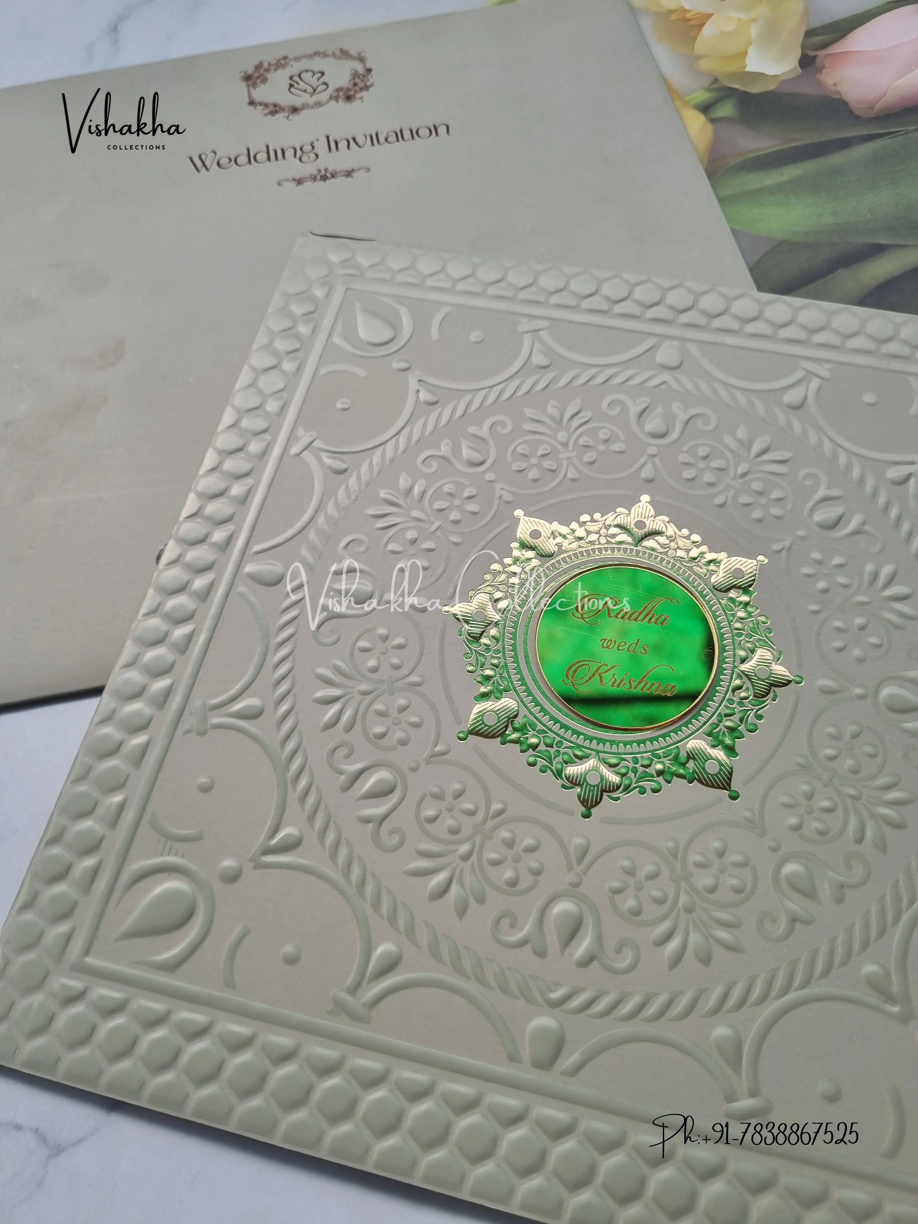 Semi Box Hindu Muslim Christian Sikh Colored invitation Cards SN-32 - Image 2