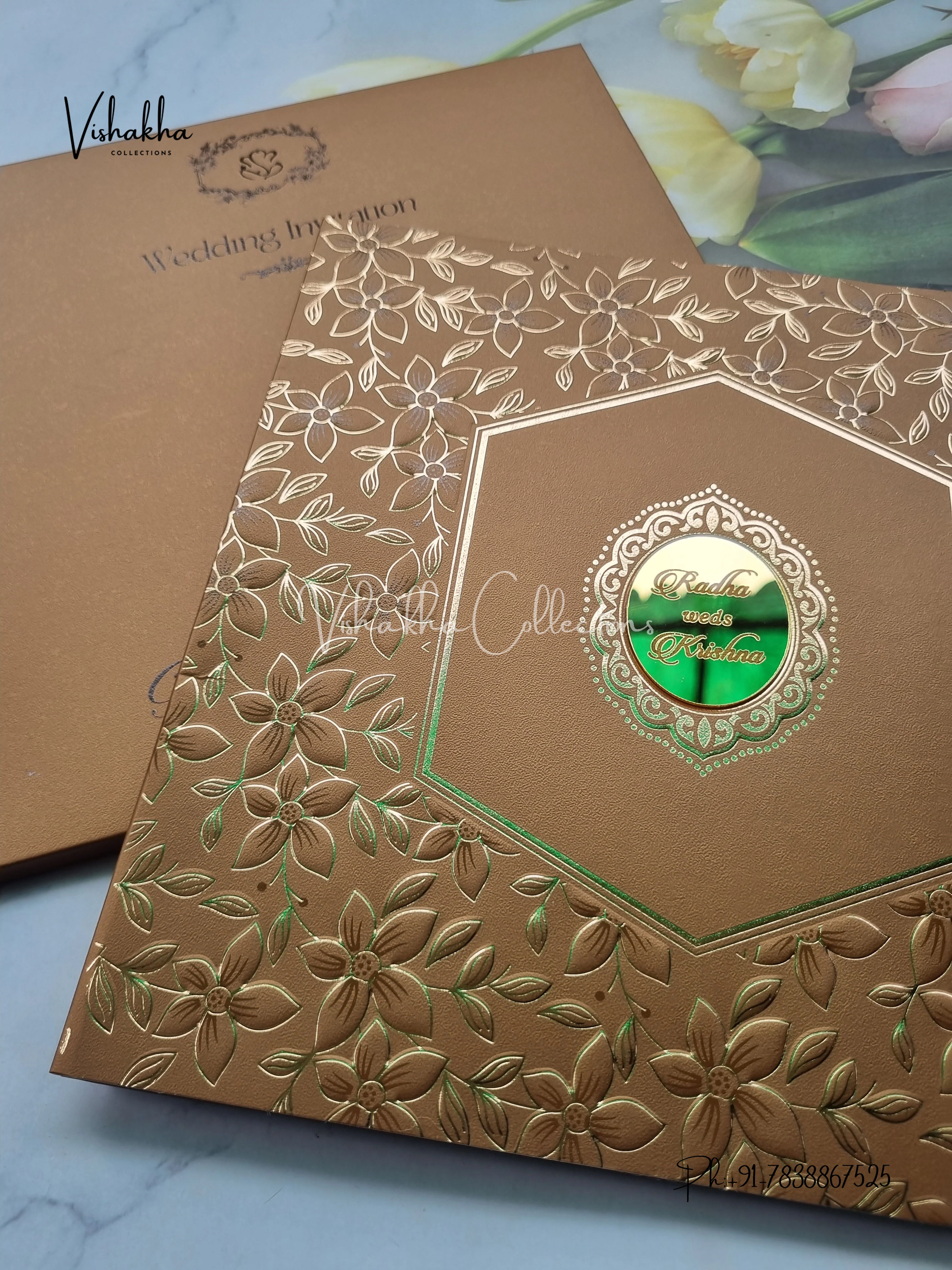 Semi Box Hindu Muslim Christian Sikh Colored invitation Cards SN-65 - Image 2