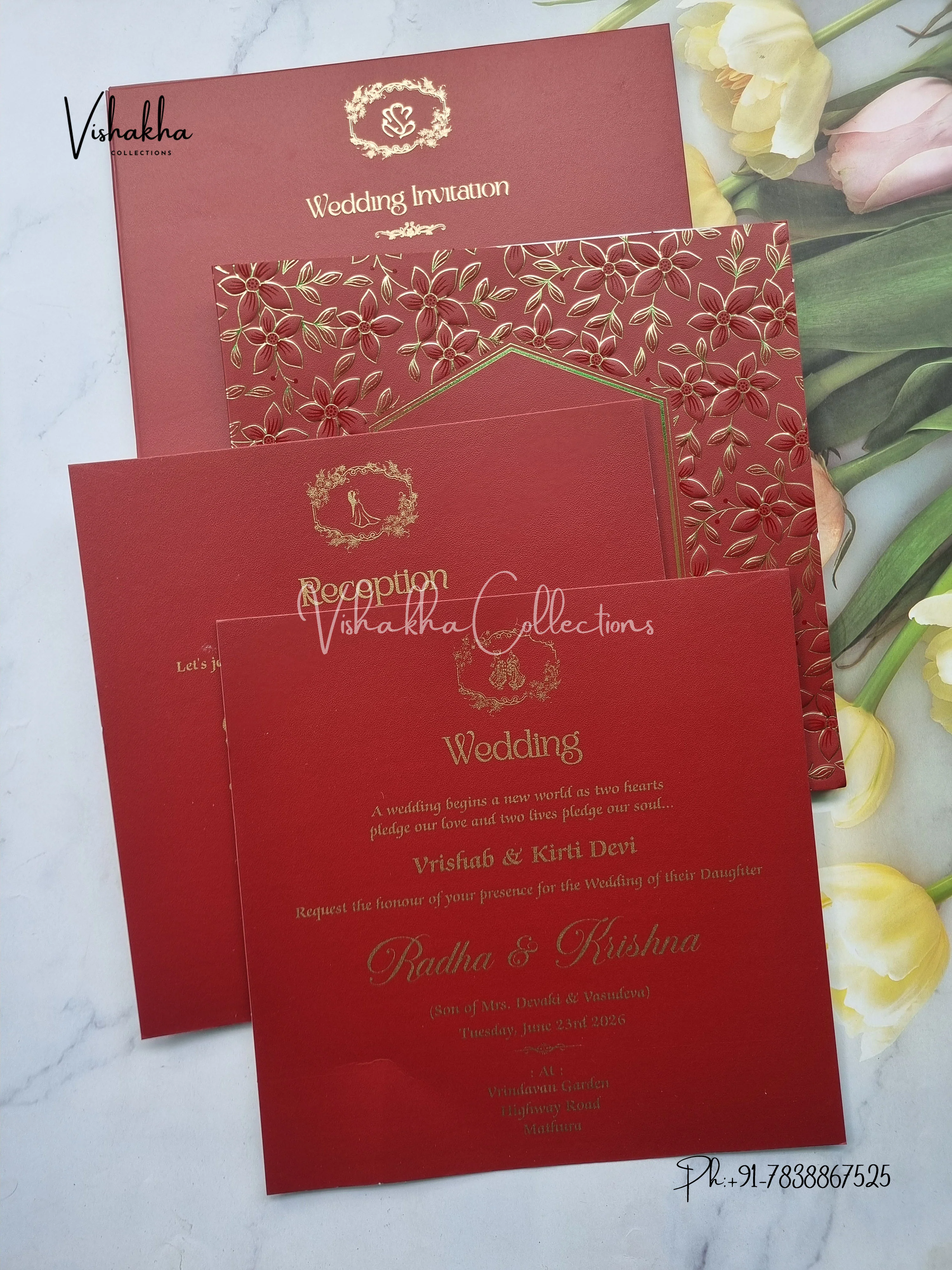 Semi Box Hindu Muslim Christian Sikh Colored invitation Cards SN-66 - Image 3