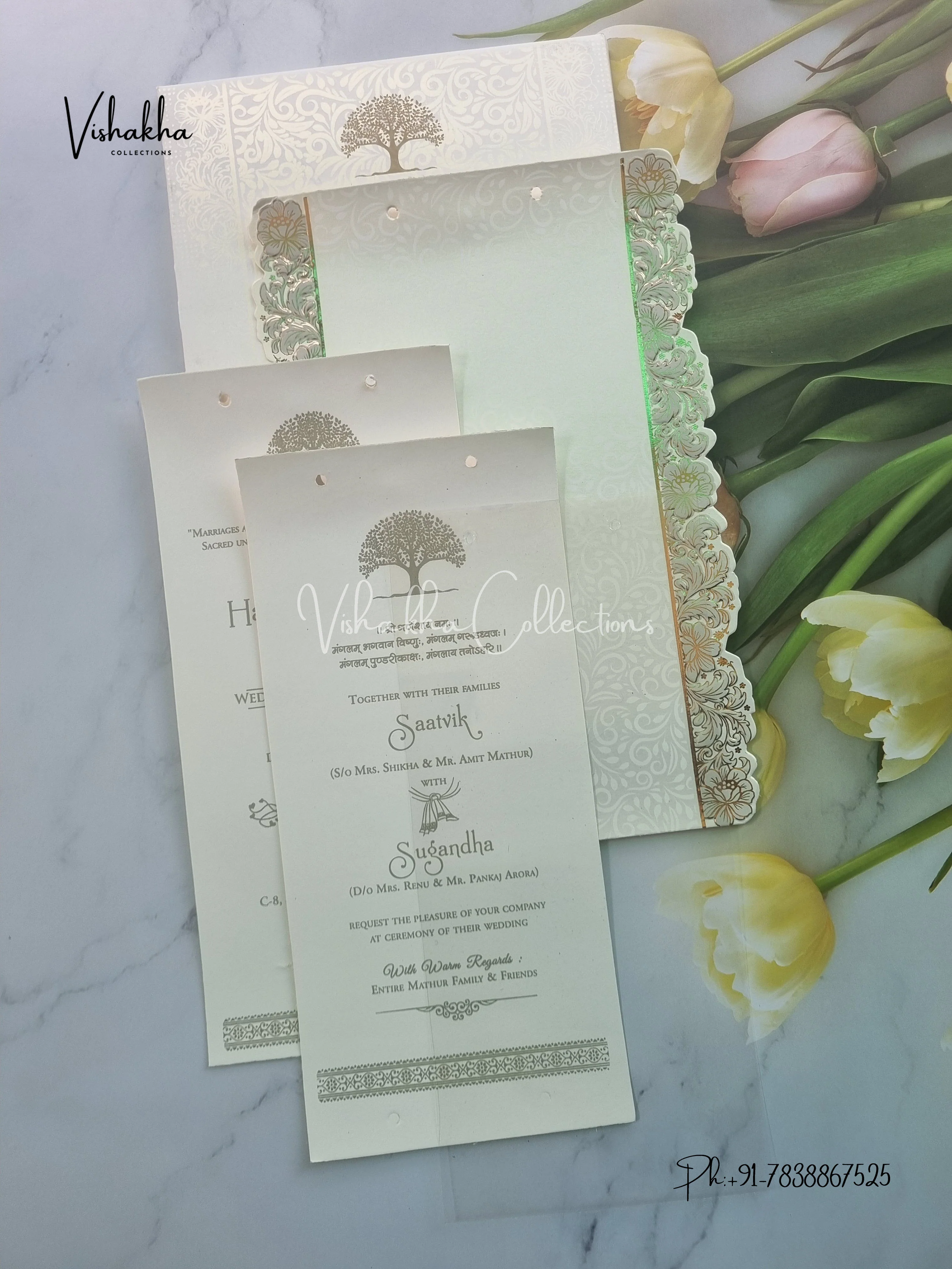 Semi Box Hindu Muslim Christian Sikh invitation Cards CR-550 - Image 3