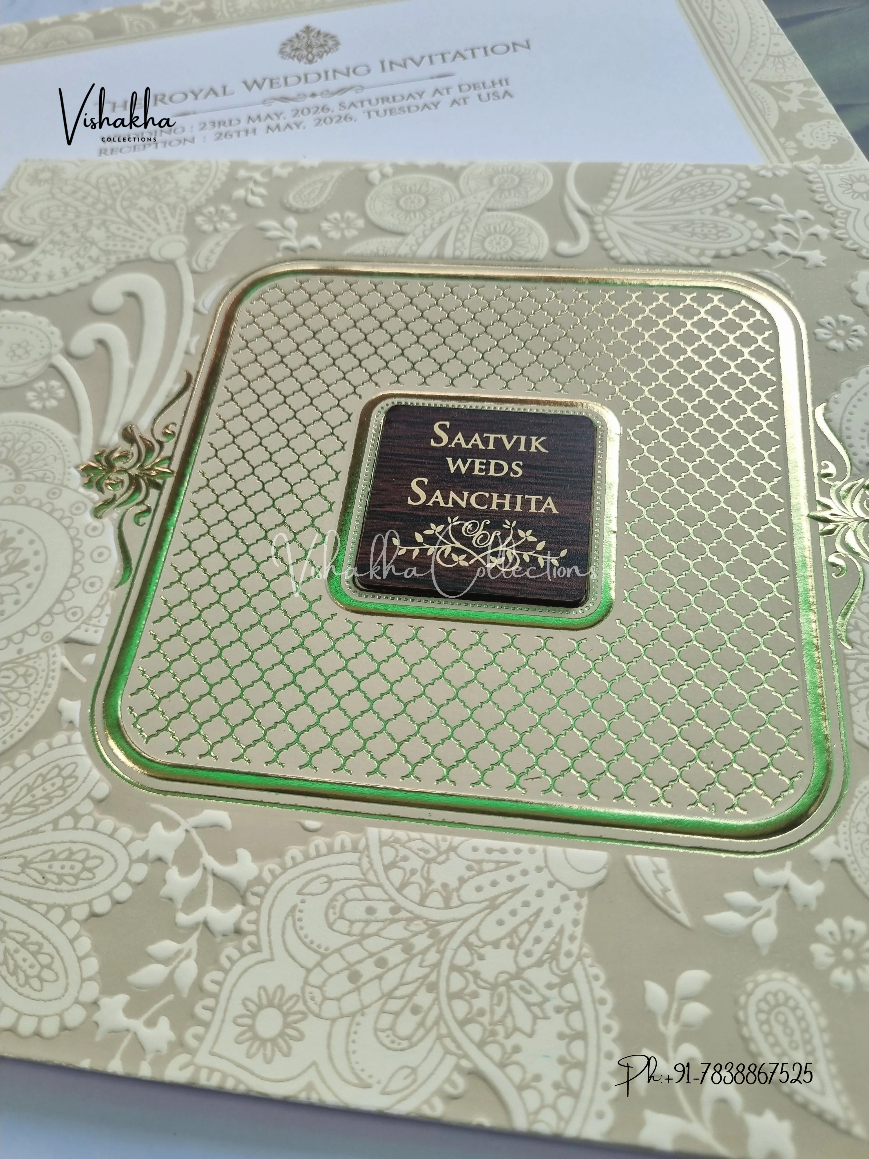 Semi Box Hindu Muslim Christian Sikh invitation Cards CR-706C - Image 2