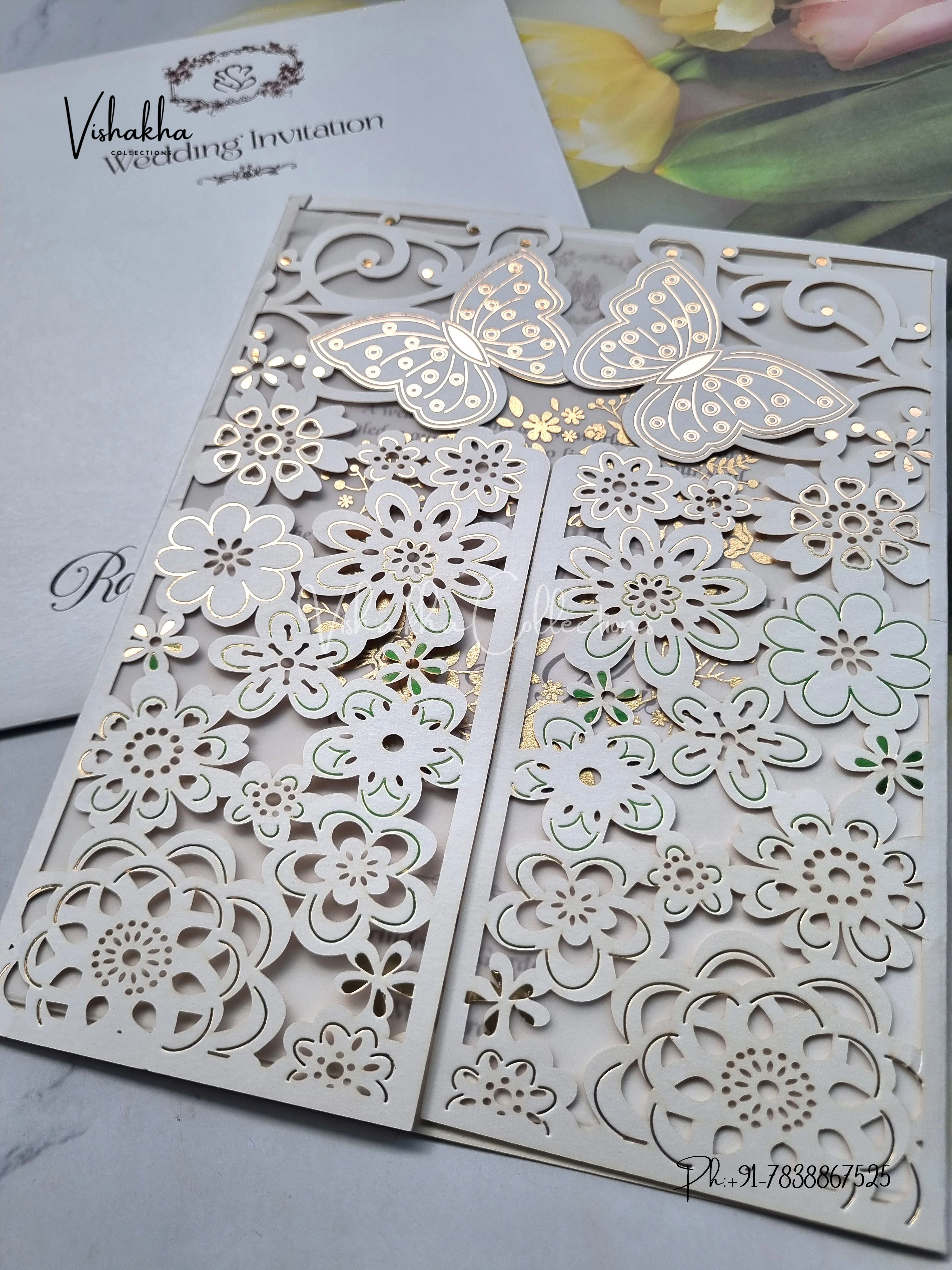 Semi Box Hindu Muslim Christian Sikh Laser Cut Colored invitation Cards SN-118 - Image 2