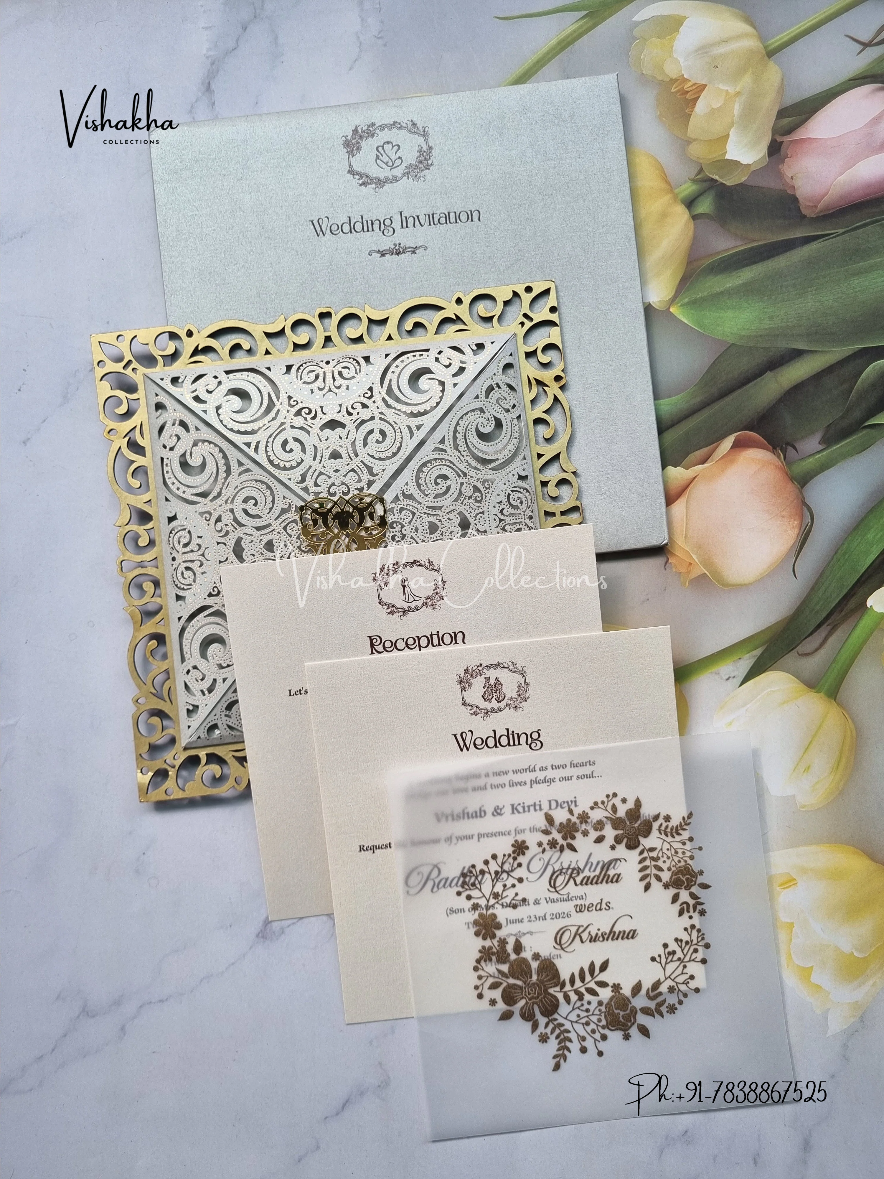 Semi Box Hindu Muslim Christian Sikh MDF Board Laser Cut Laser Cut Colored invitation Cards SN-112 - Image 3