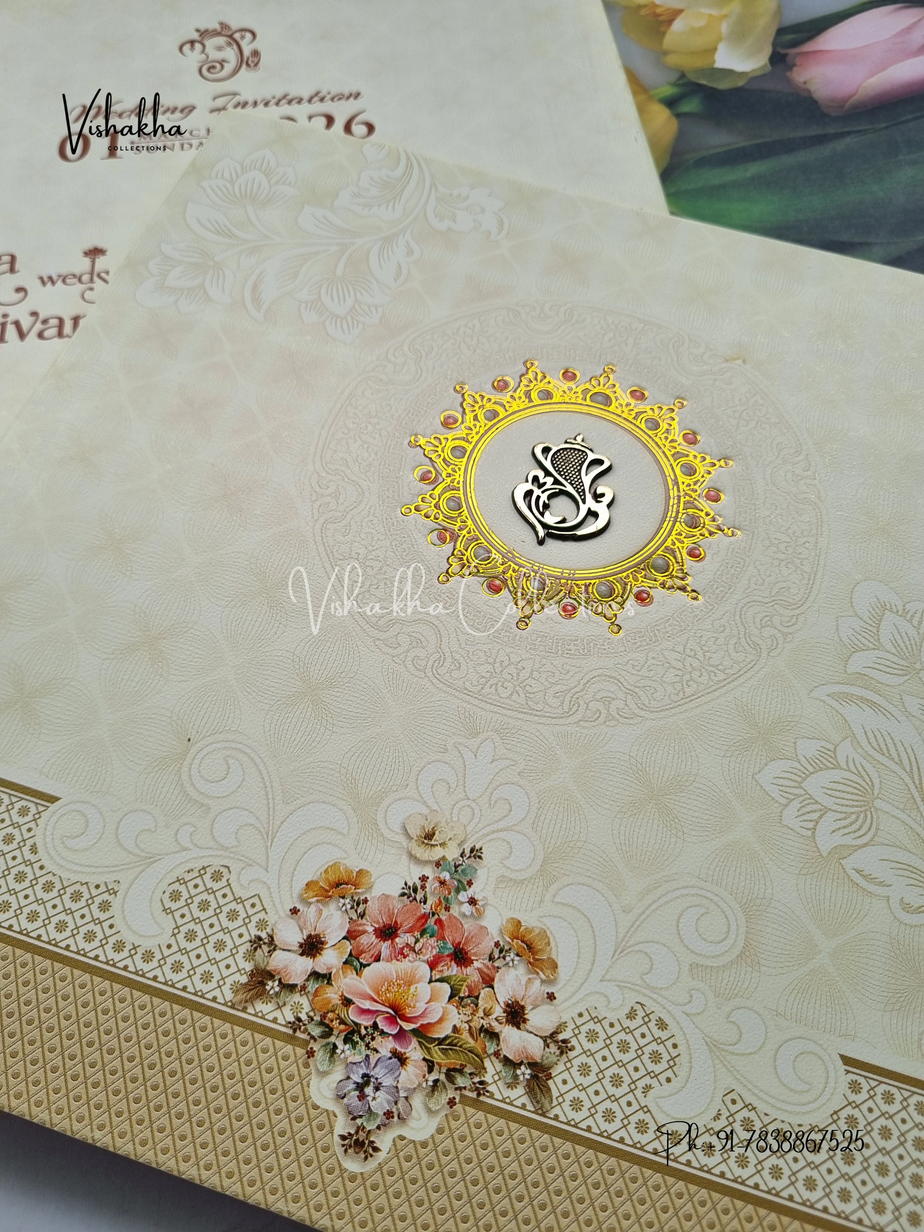 Semi Box Mandala Hindu Muslim Christian Sikh Light Yellow Colored invitation Cards NA-1125-47 - Image 2
