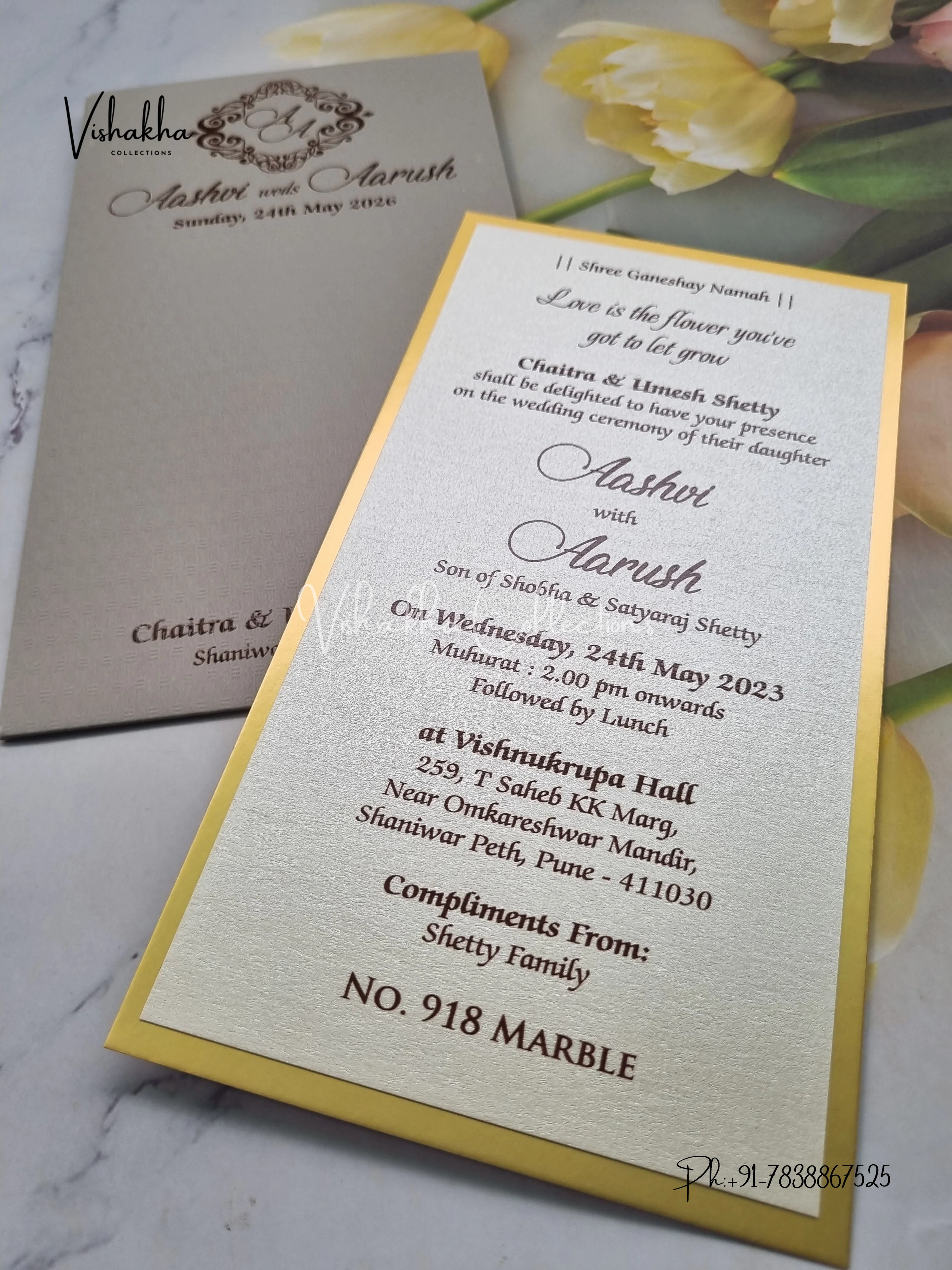 Single Insert Hindu Muslim Christian Sikh Colored invitation Cards LN-918 - Image 2